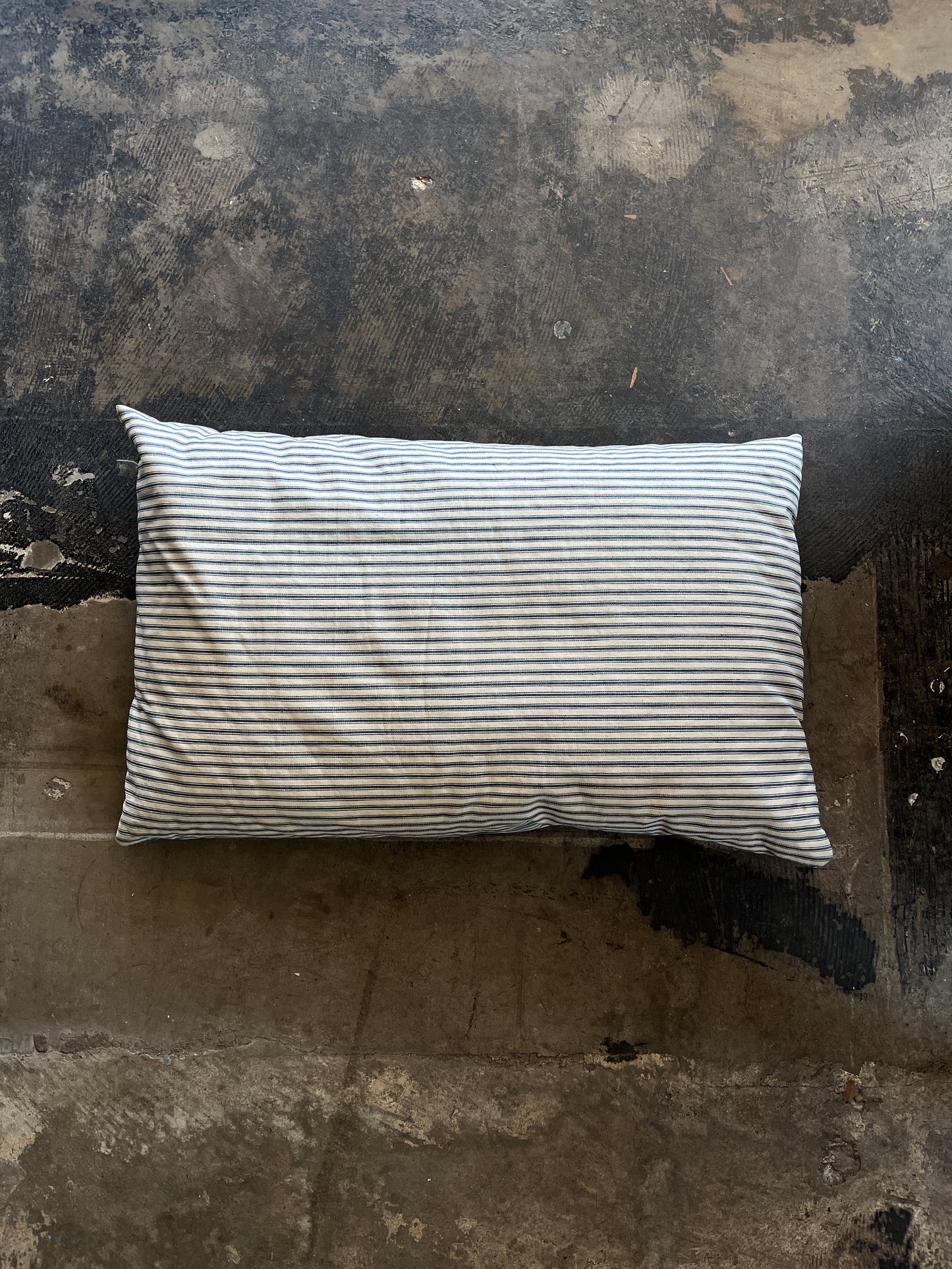 Blue Striped Canvas Pillow