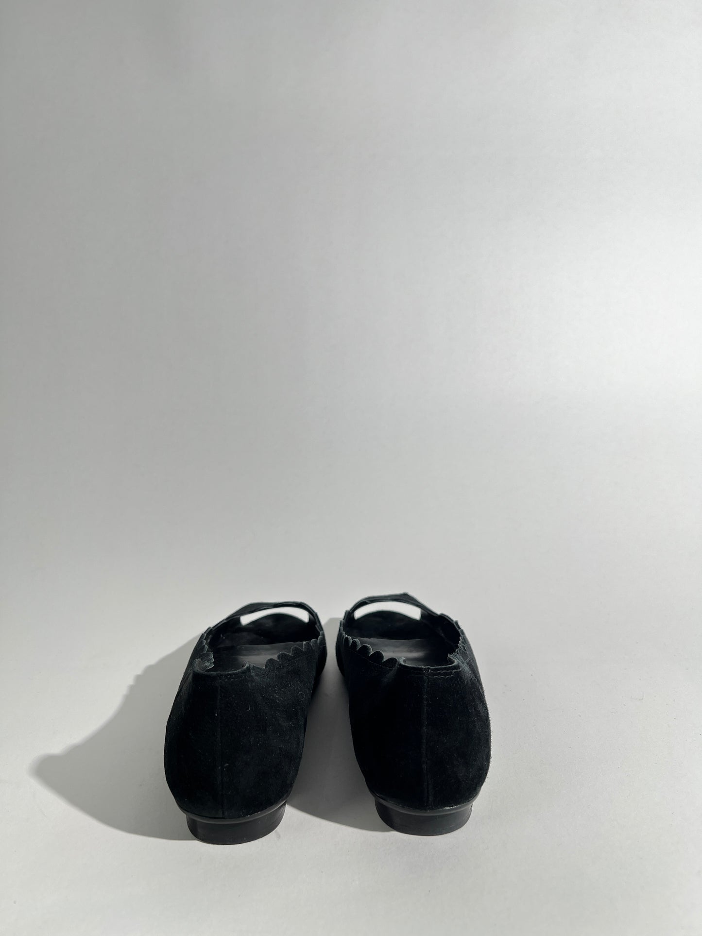 Vaneli Black Scallop Trim Peep Toe Shoes