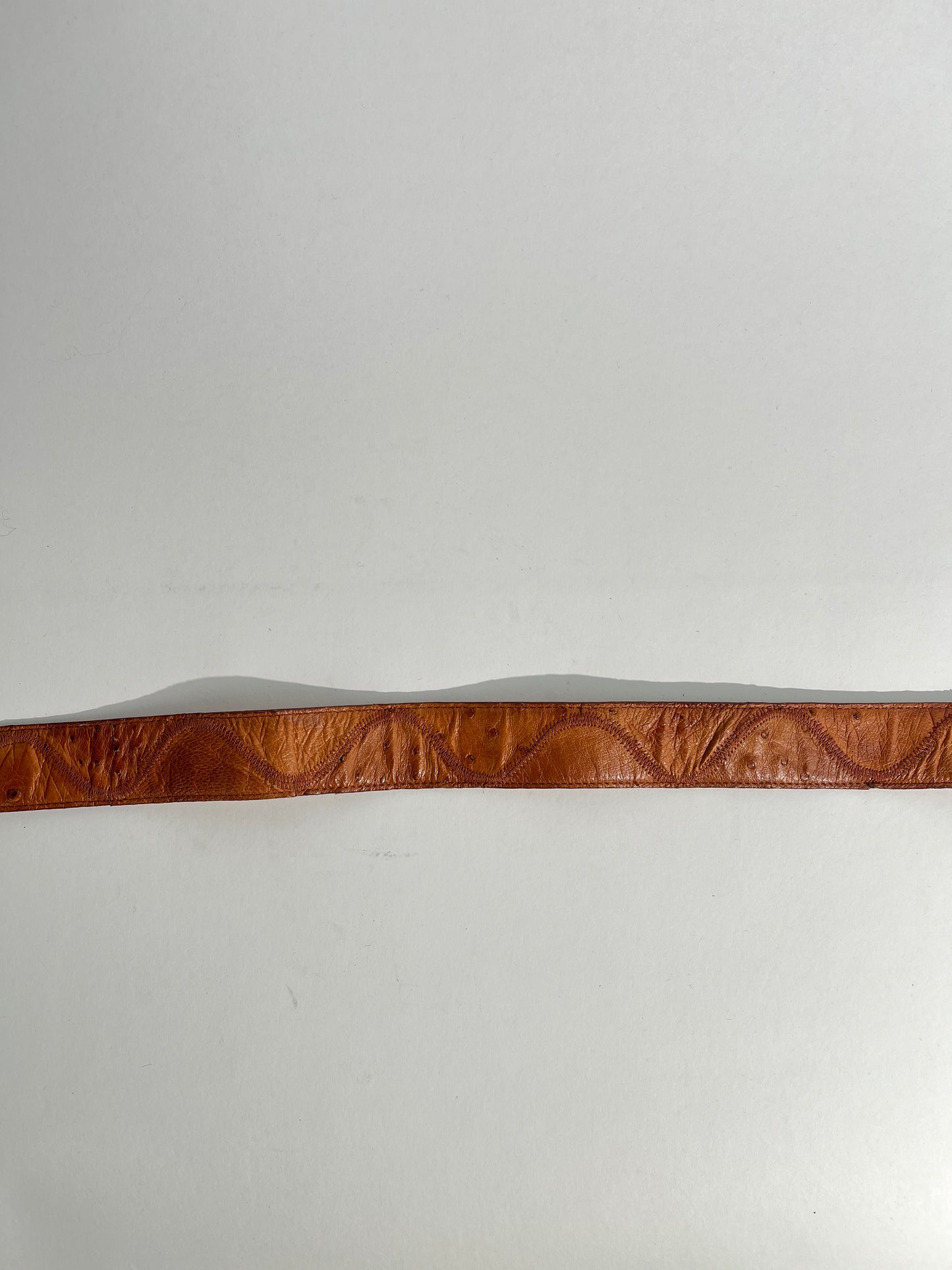Cognac Ostrich Stitched Belt