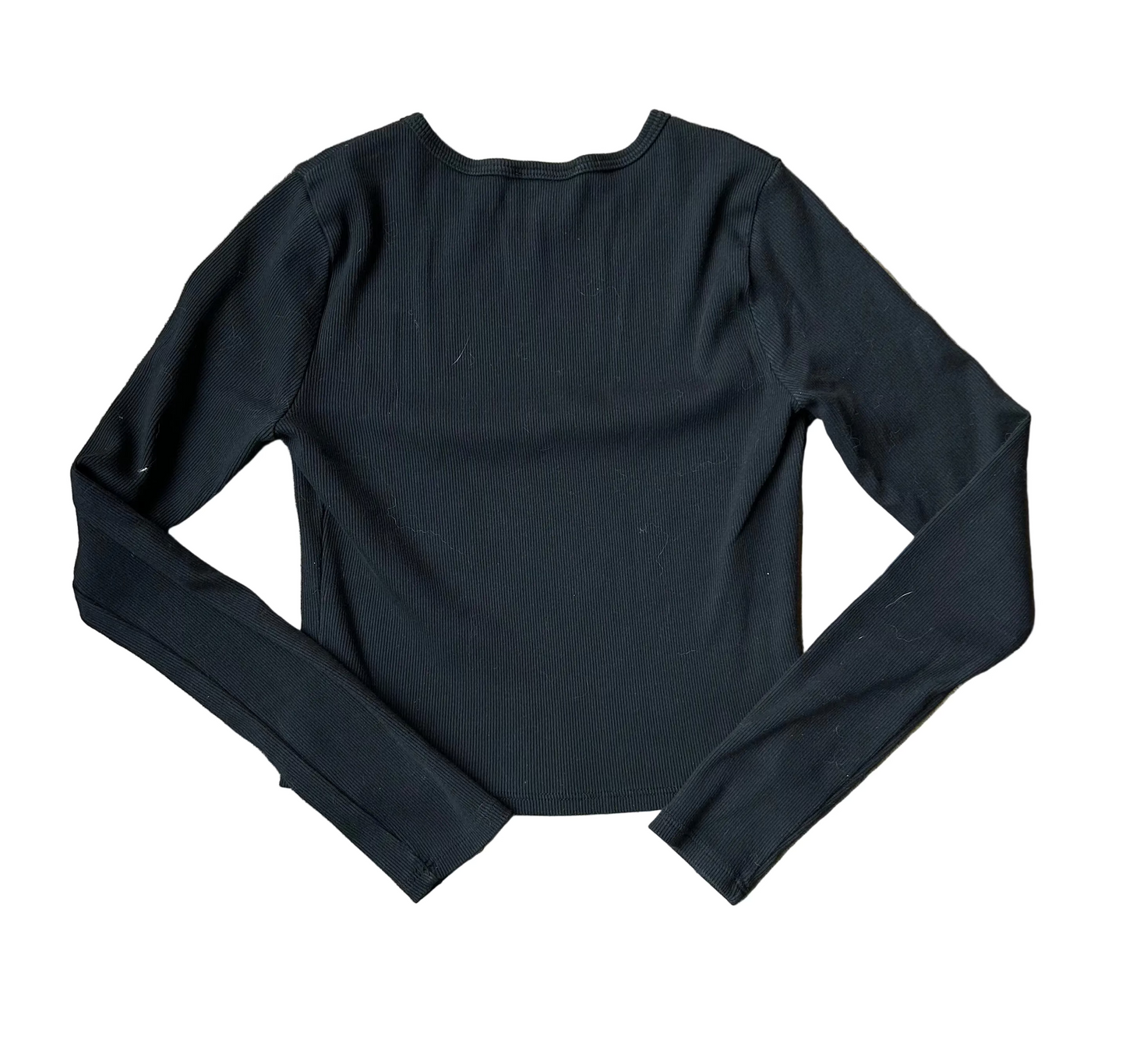 Black Ribbed Reformation Long Sleeve Top