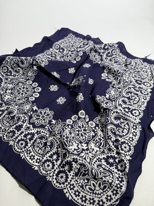 Navy Paisley + Floral Bandana
