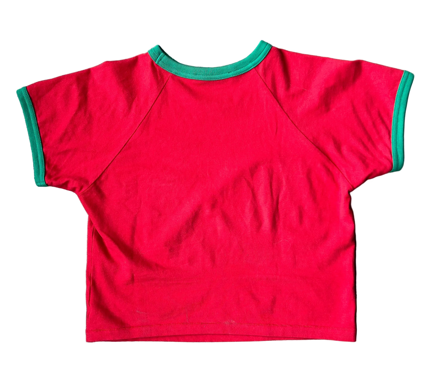 Cropped Red + Green Heavy Manners Ringer Tee