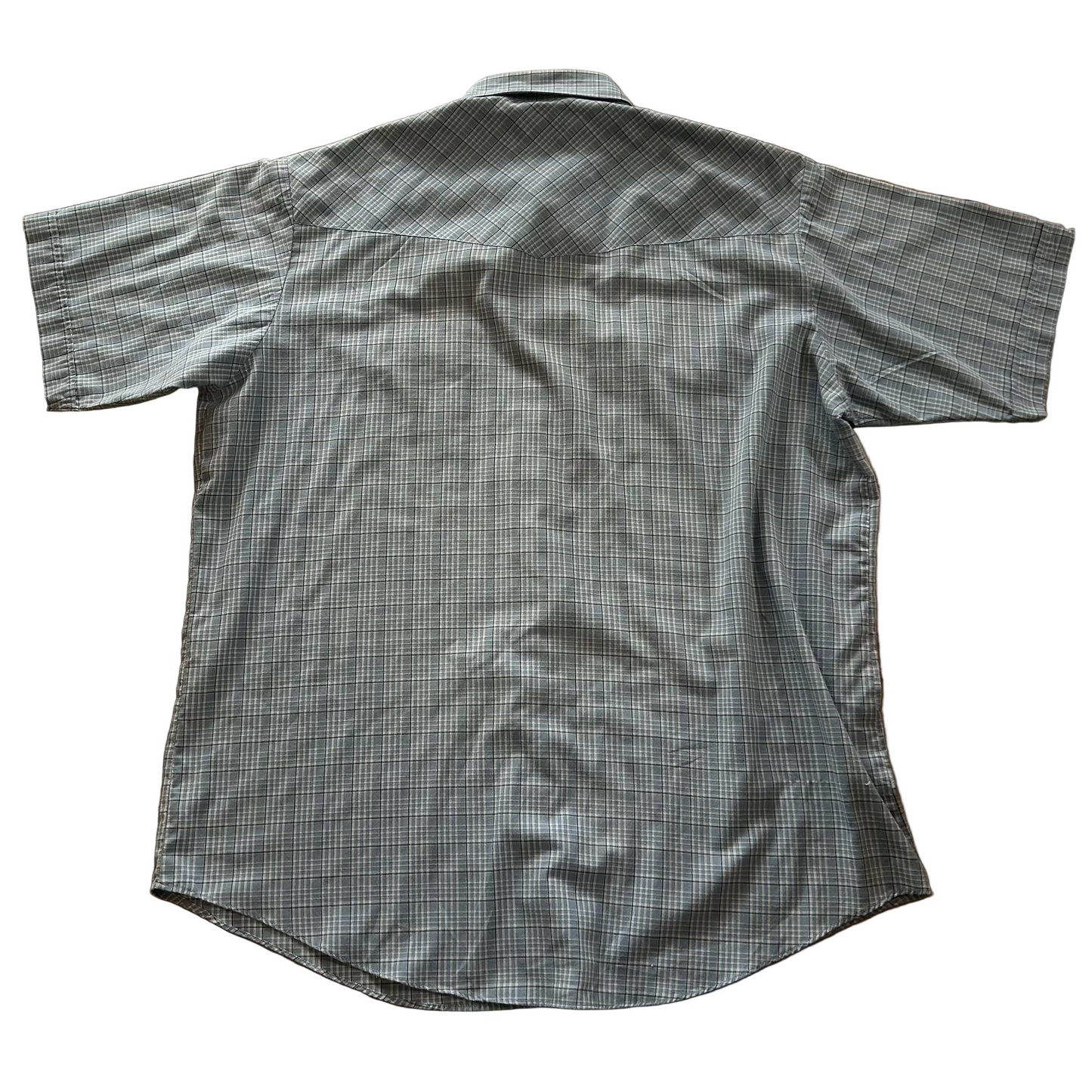 Blue Plaid Plains Short Sleeve Pearl Snap