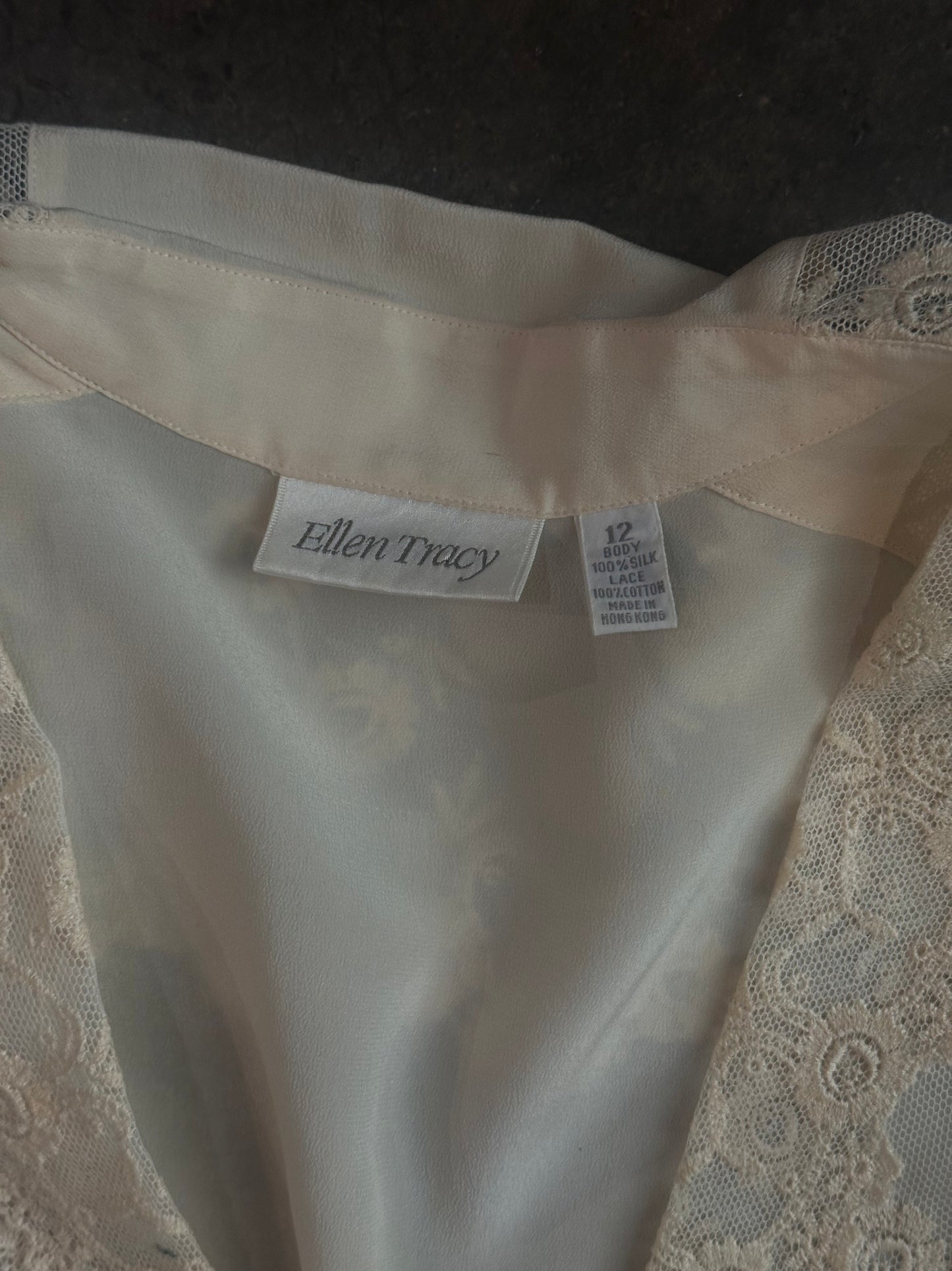 Ellen Tracy Lace Trim Blouse