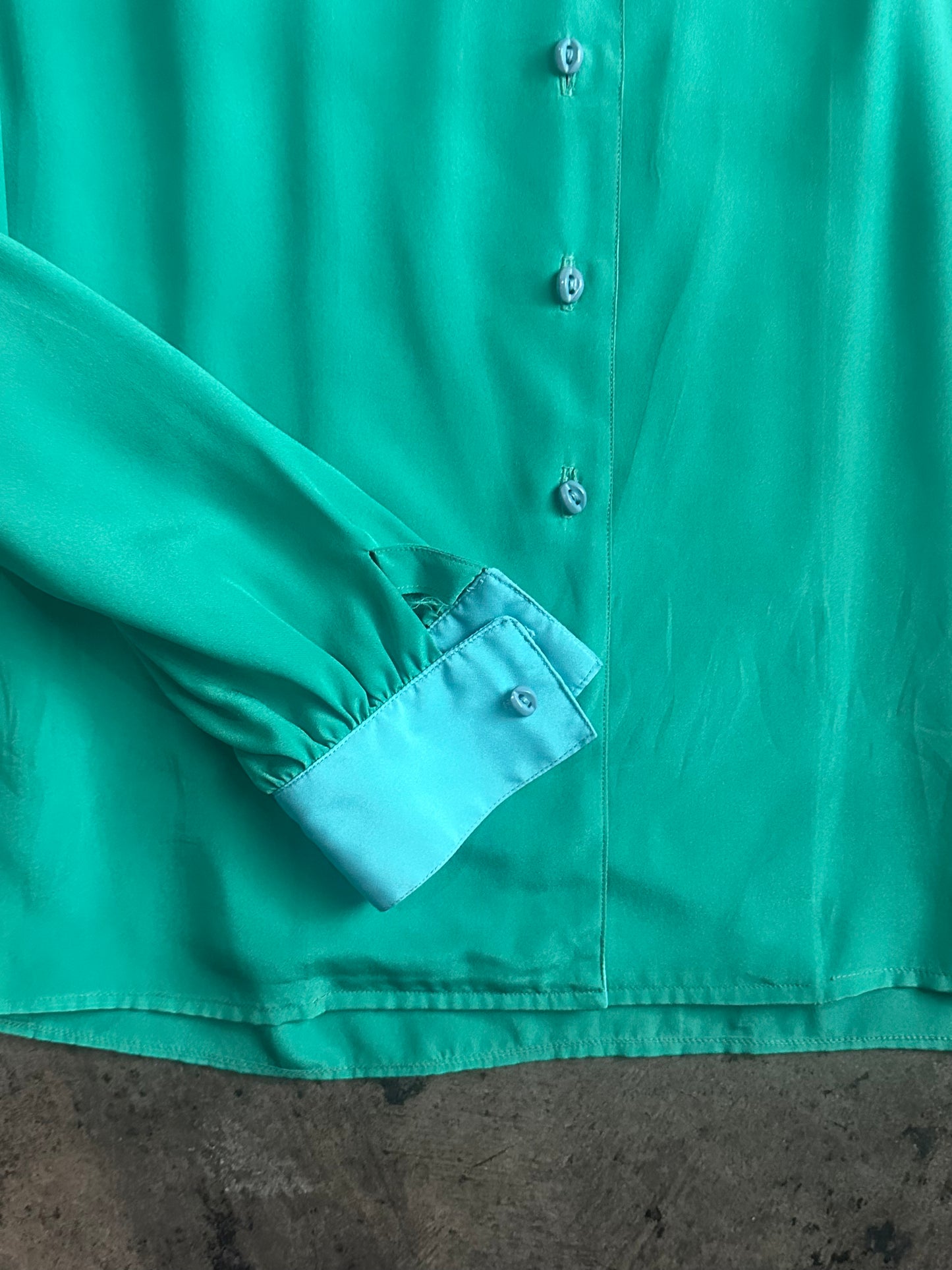 Green + Teal Button Up Blouse
