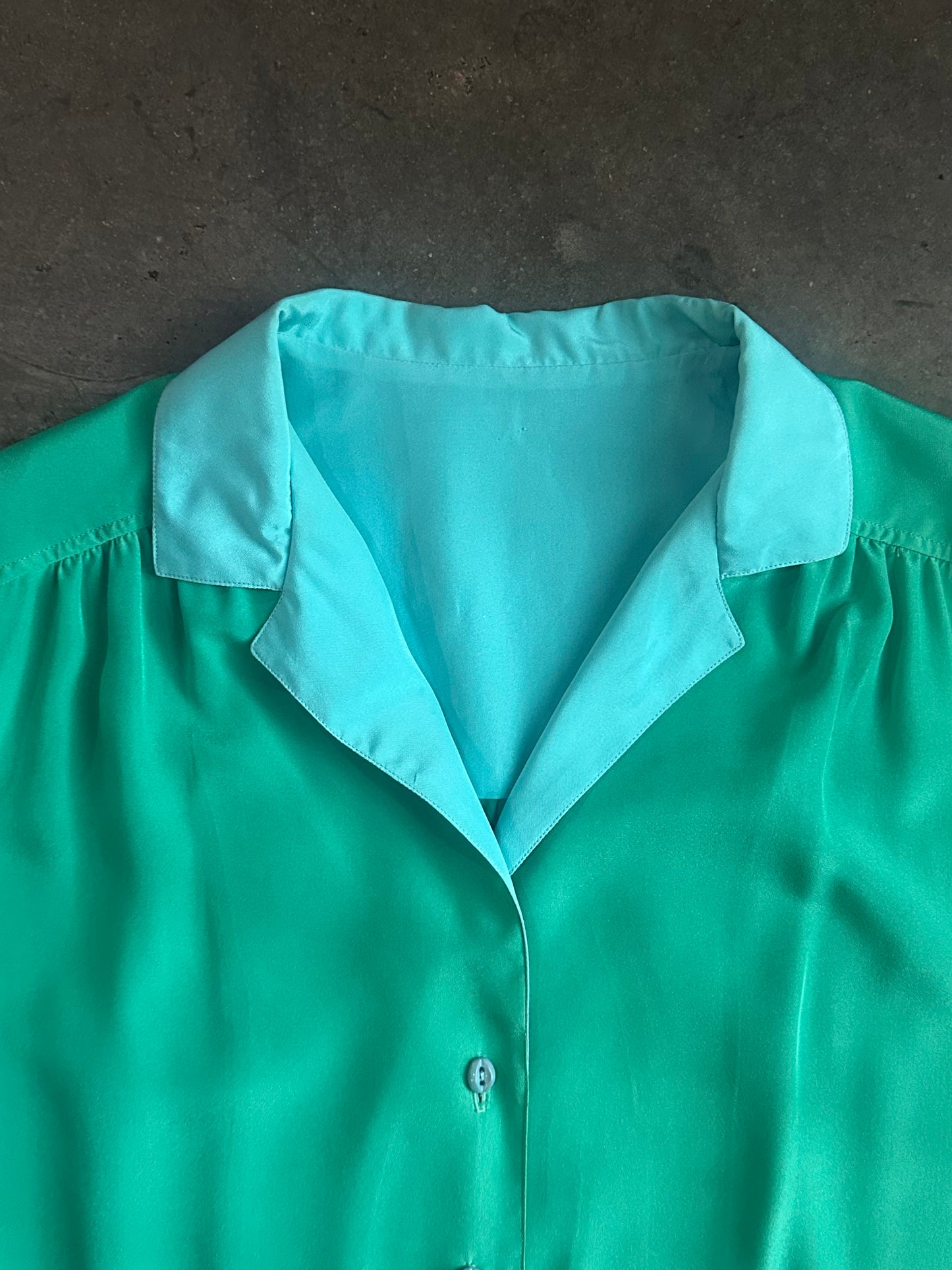 Green + Teal Button Up Blouse