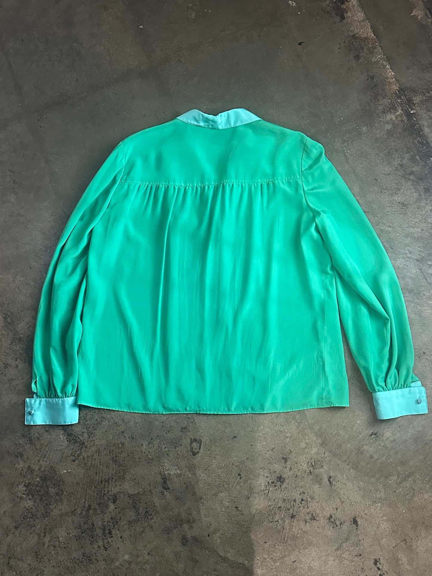 Green + Teal Button Up Blouse