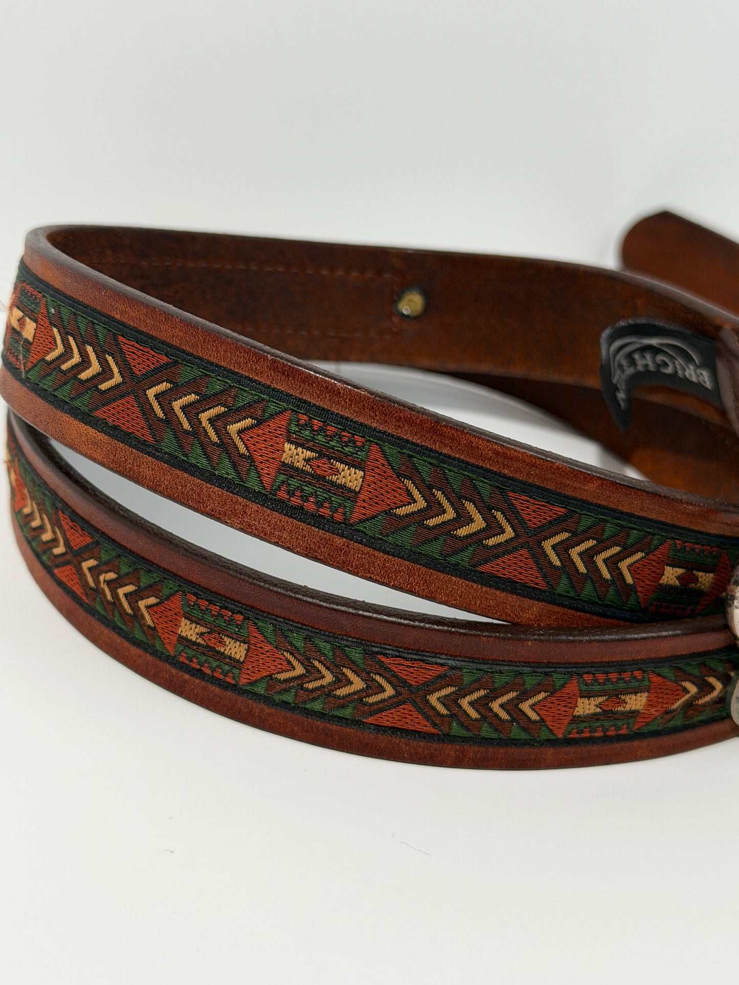 Brown Embroidered Buffalo Nickel Belt