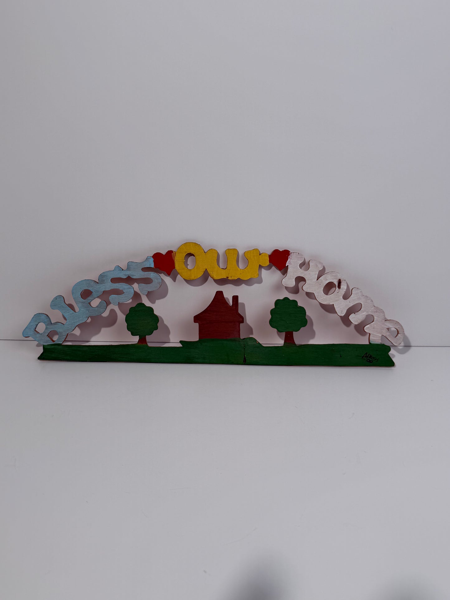 Wooden "Bless Our Home" Sign