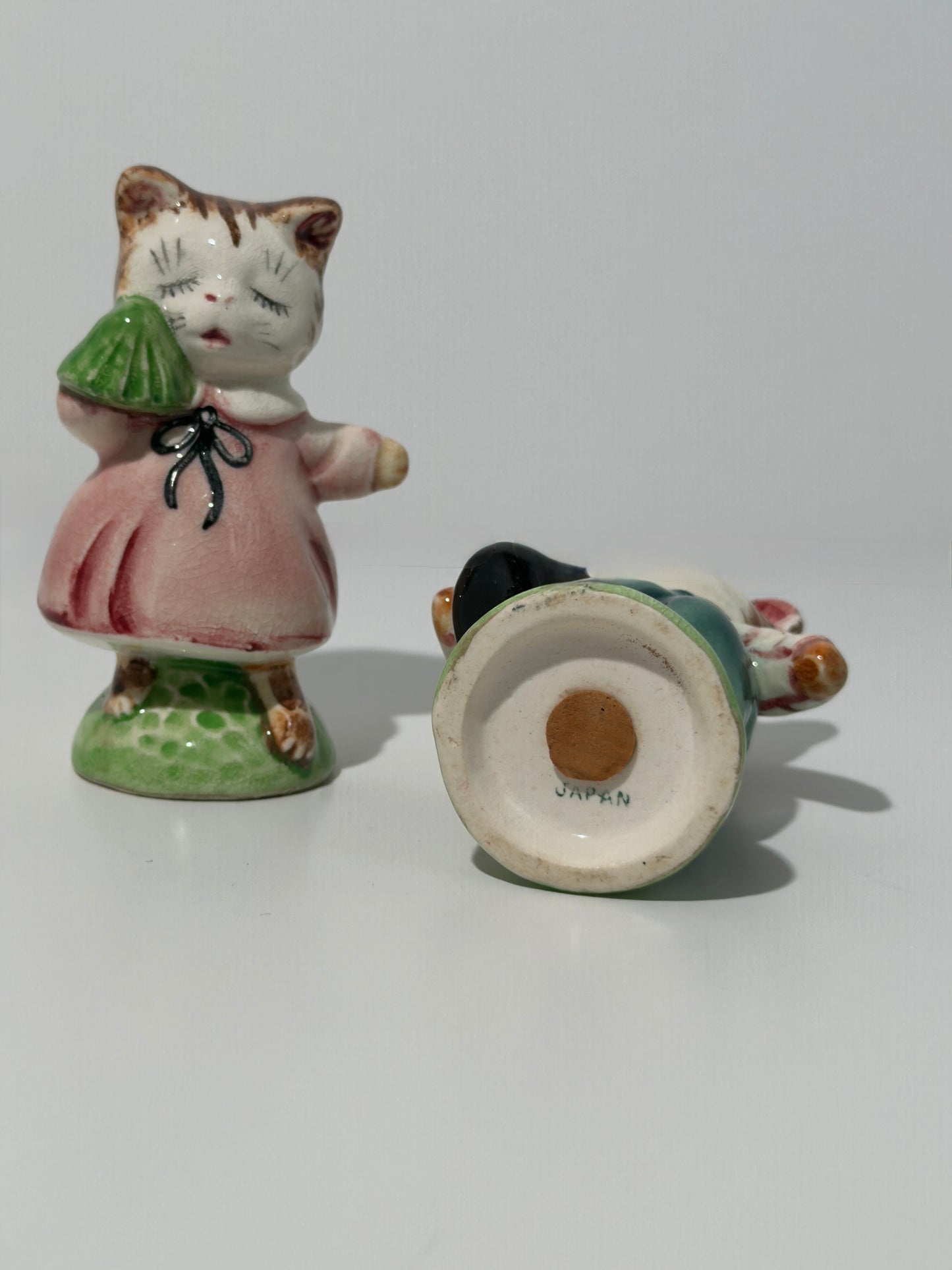 Ceramic Clothed Cat Salt + Pepper Shakers