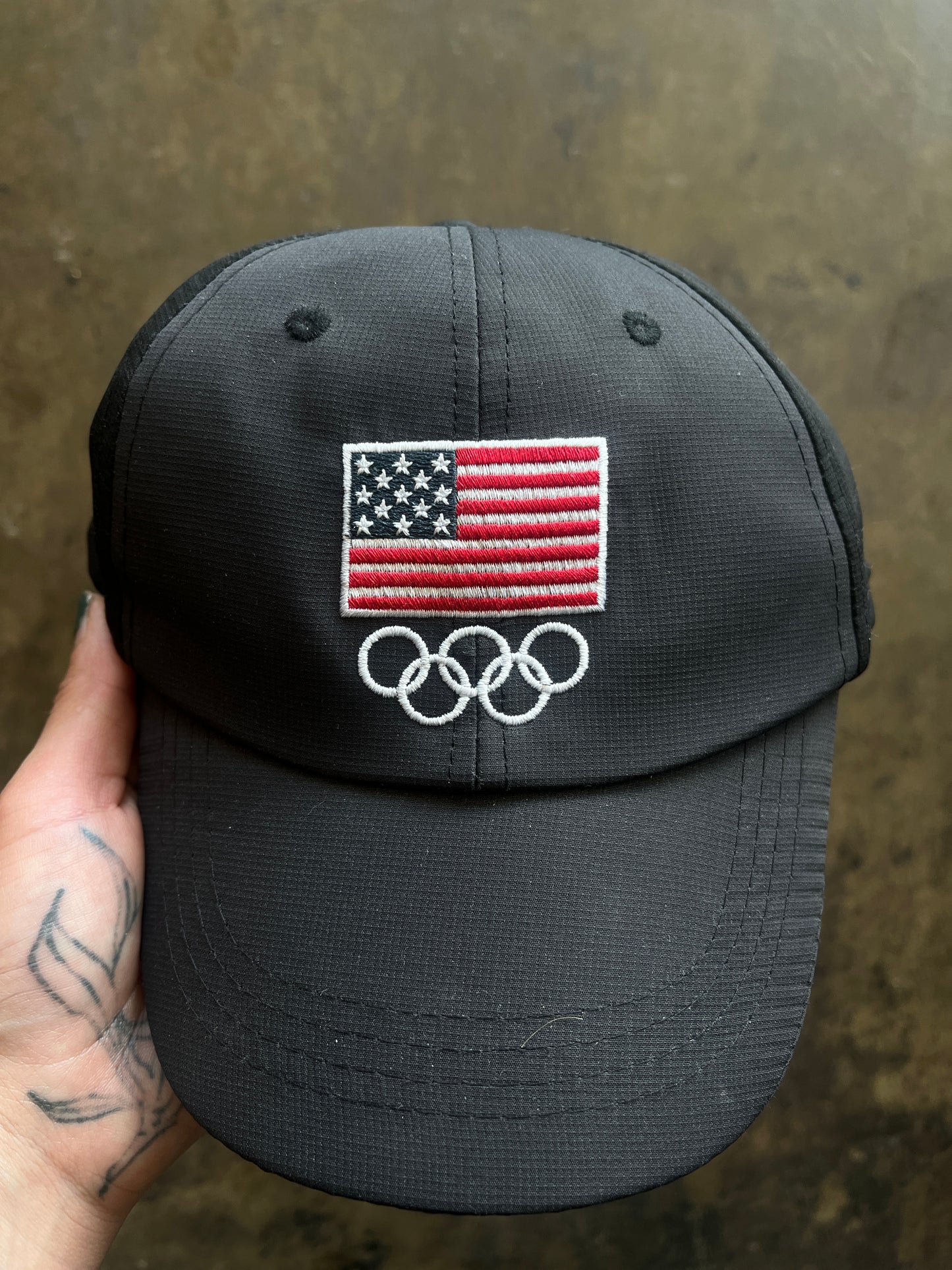 Black Embroidered Olympic USA Hat