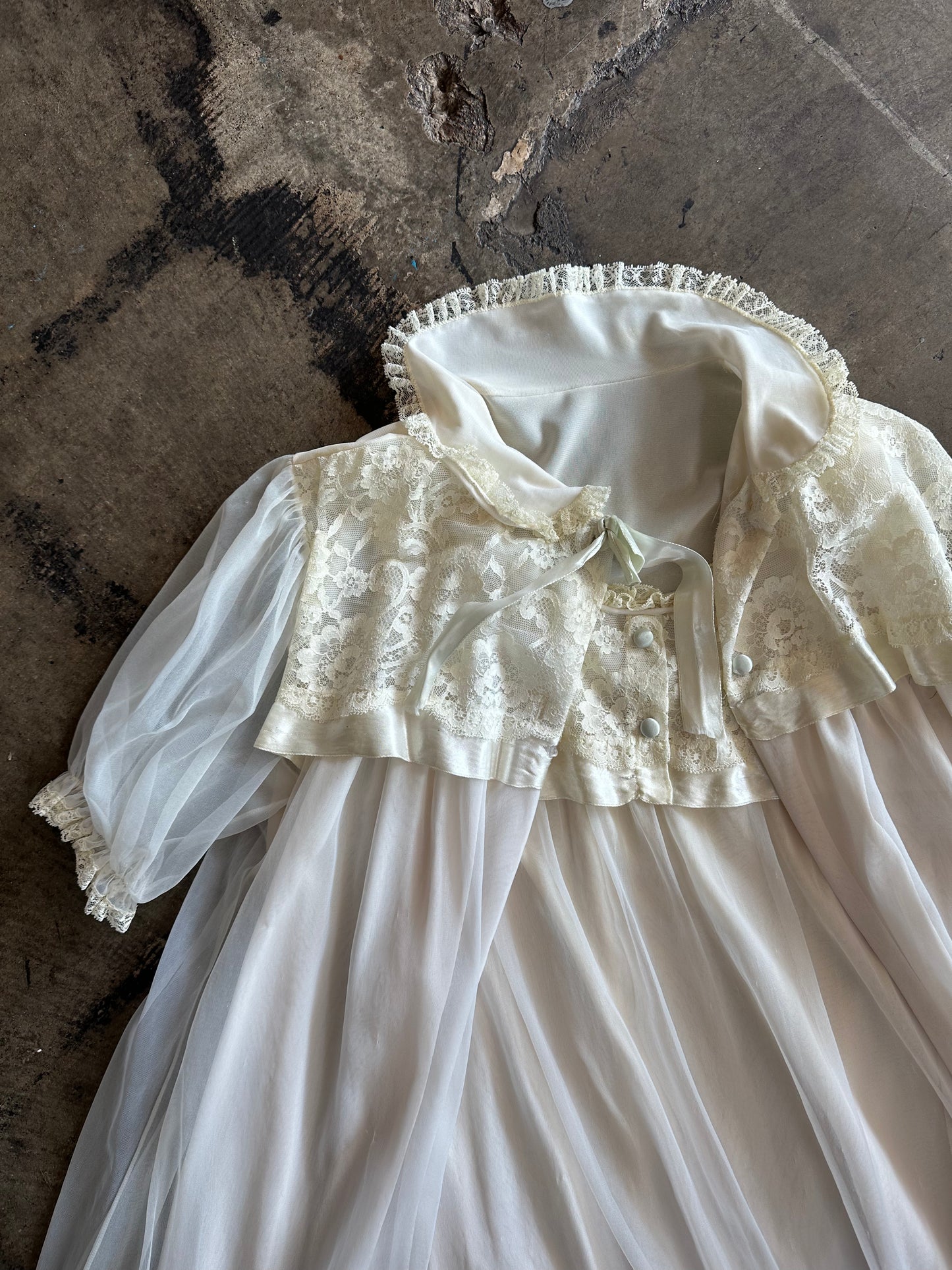White Lace Trim Nightie Set