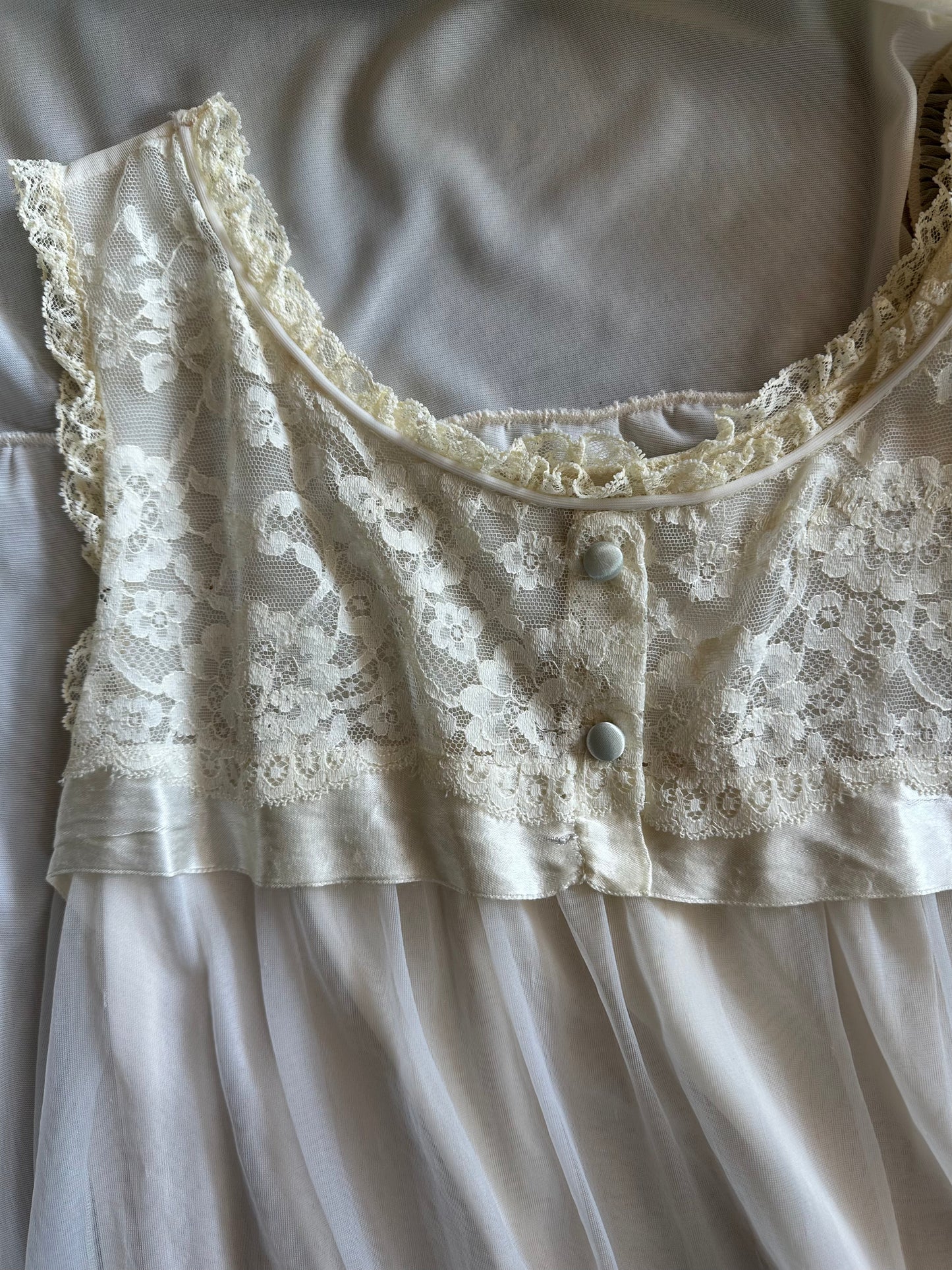 White Lace Trim Nightie Set