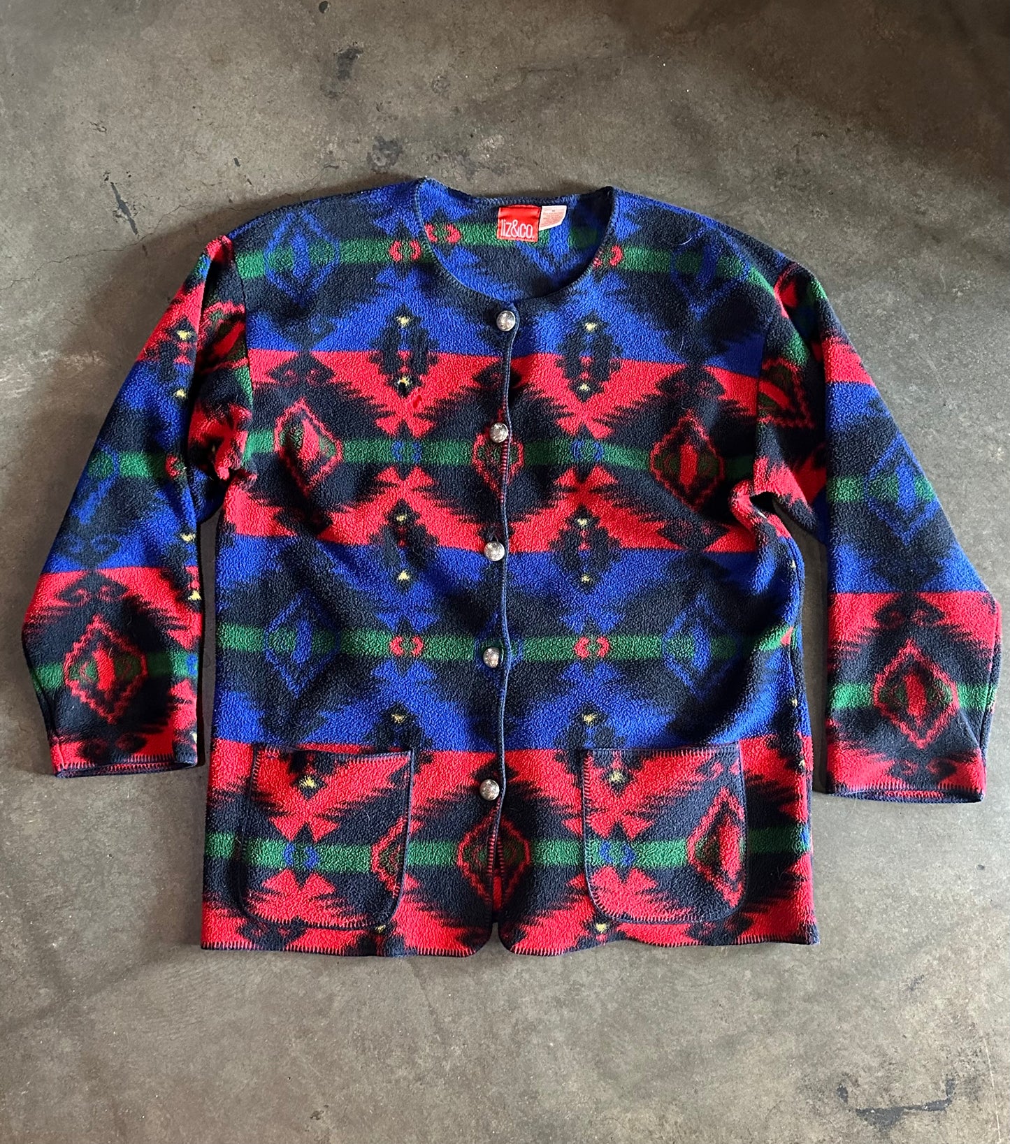 Southwest Fleece Blue Red Green Liz + Co Jacket