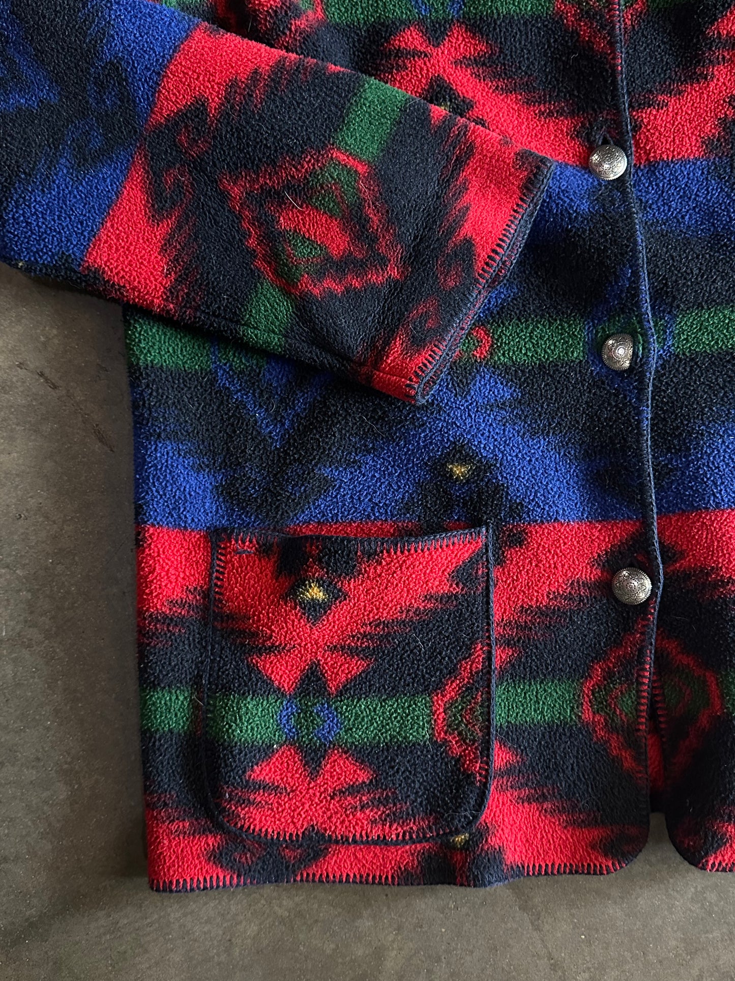 Southwest Fleece Blue Red Green Liz + Co Jacket