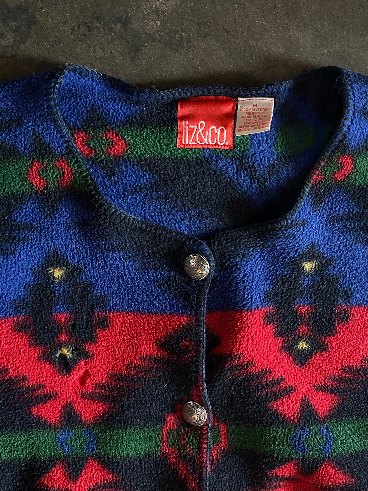 Southwest Fleece Blue Red Green Liz + Co Jacket