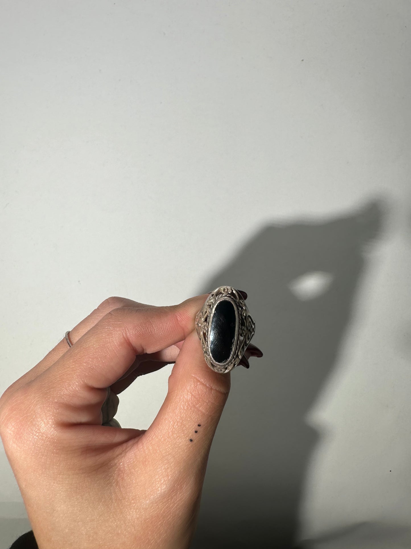 Victorian Black Onyx Sterling Silver Ring