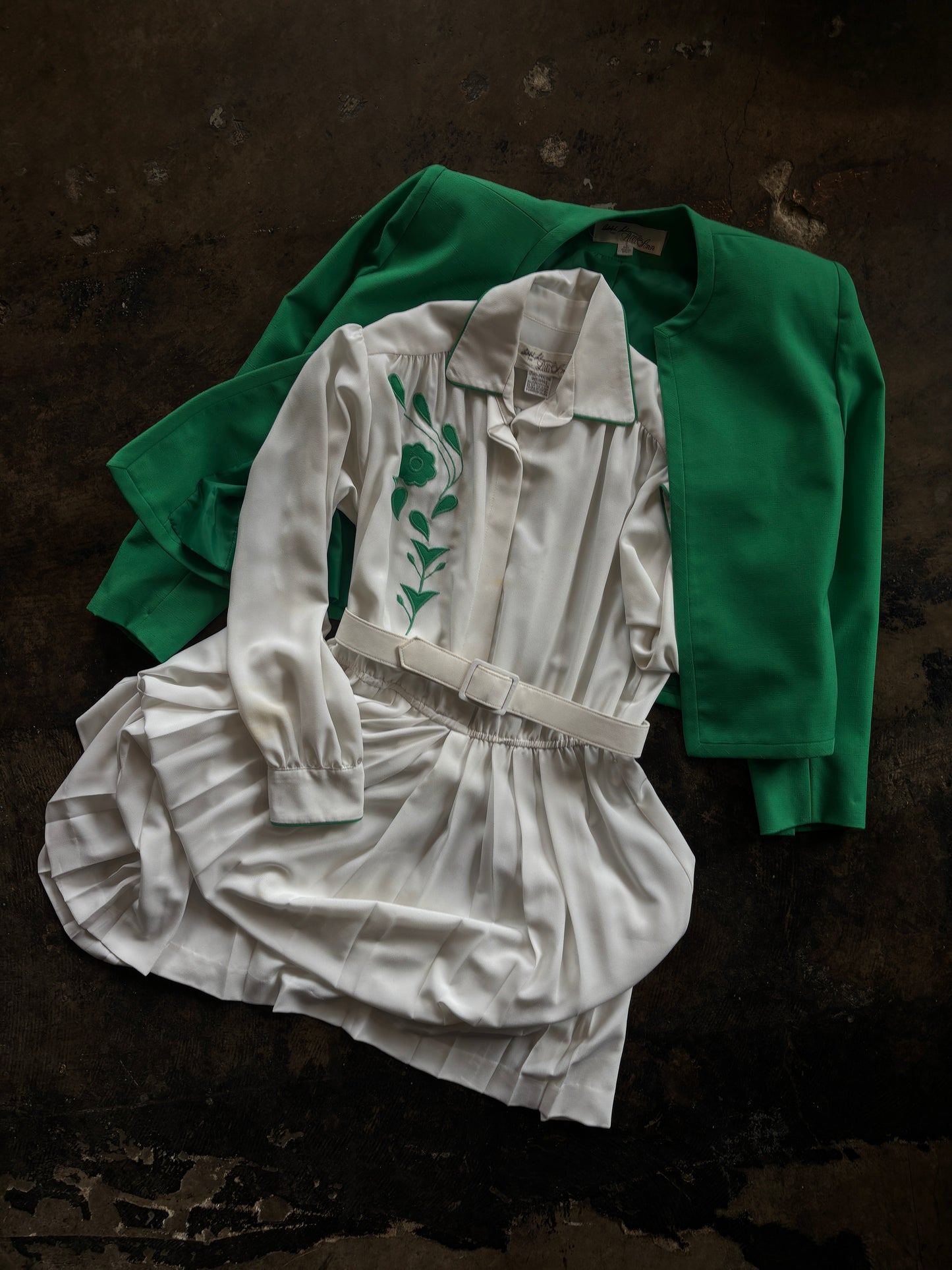 Lilli Ann White + Green Dress Set
