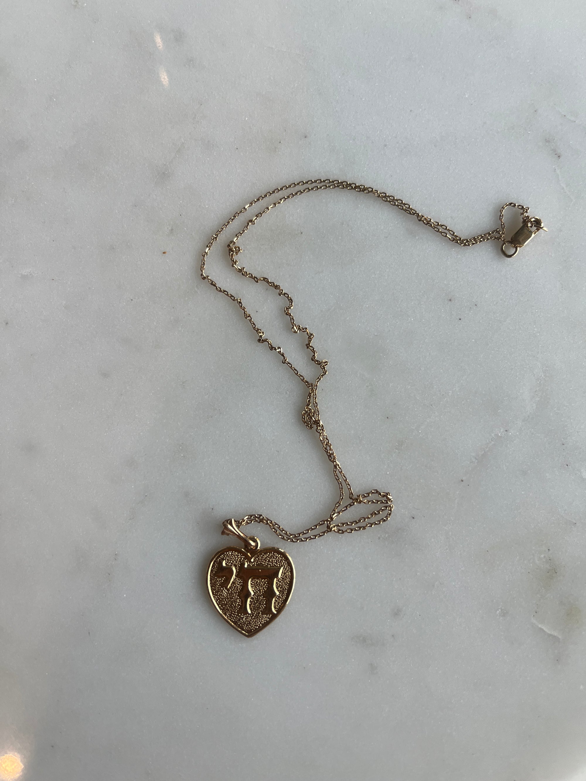 Hebrew Heart Pendant + Chain