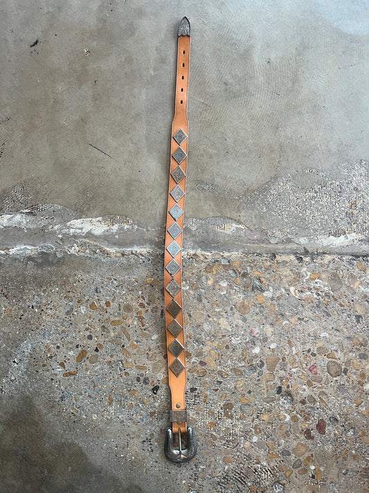 Light Brown Silver Plated Leather Belt