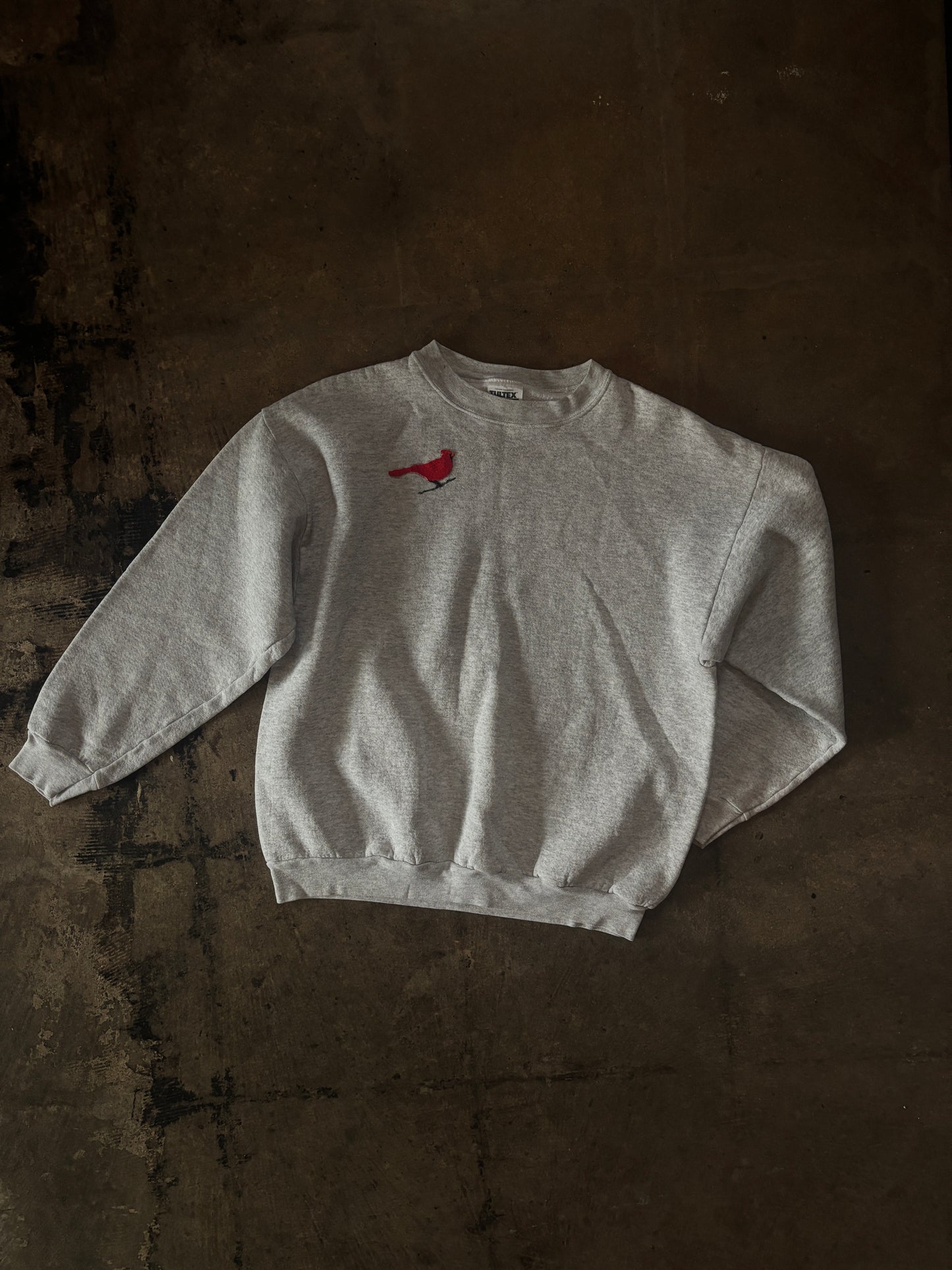 Heather Gray Cardinal Crewneck Sweater