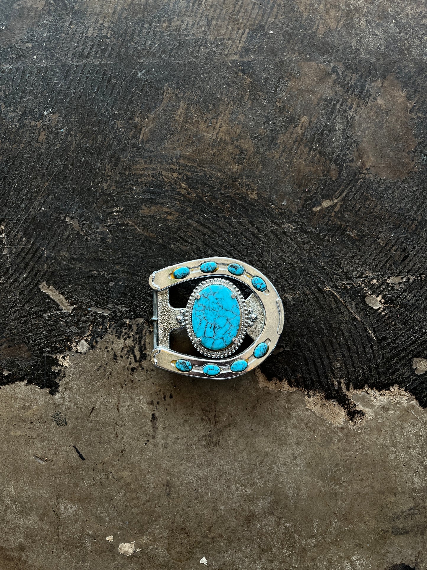 Horseshoe Blue Turquoise Belt Buckle