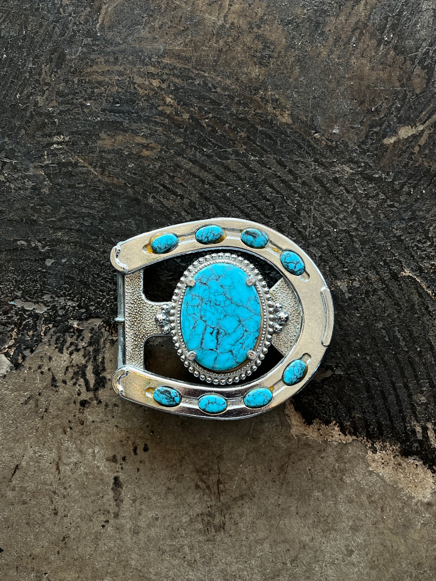 Horseshoe Blue Turquoise Belt Buckle
