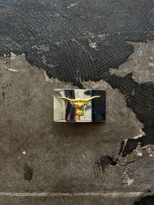 Brass + Silver Longhorn Belt Buckle