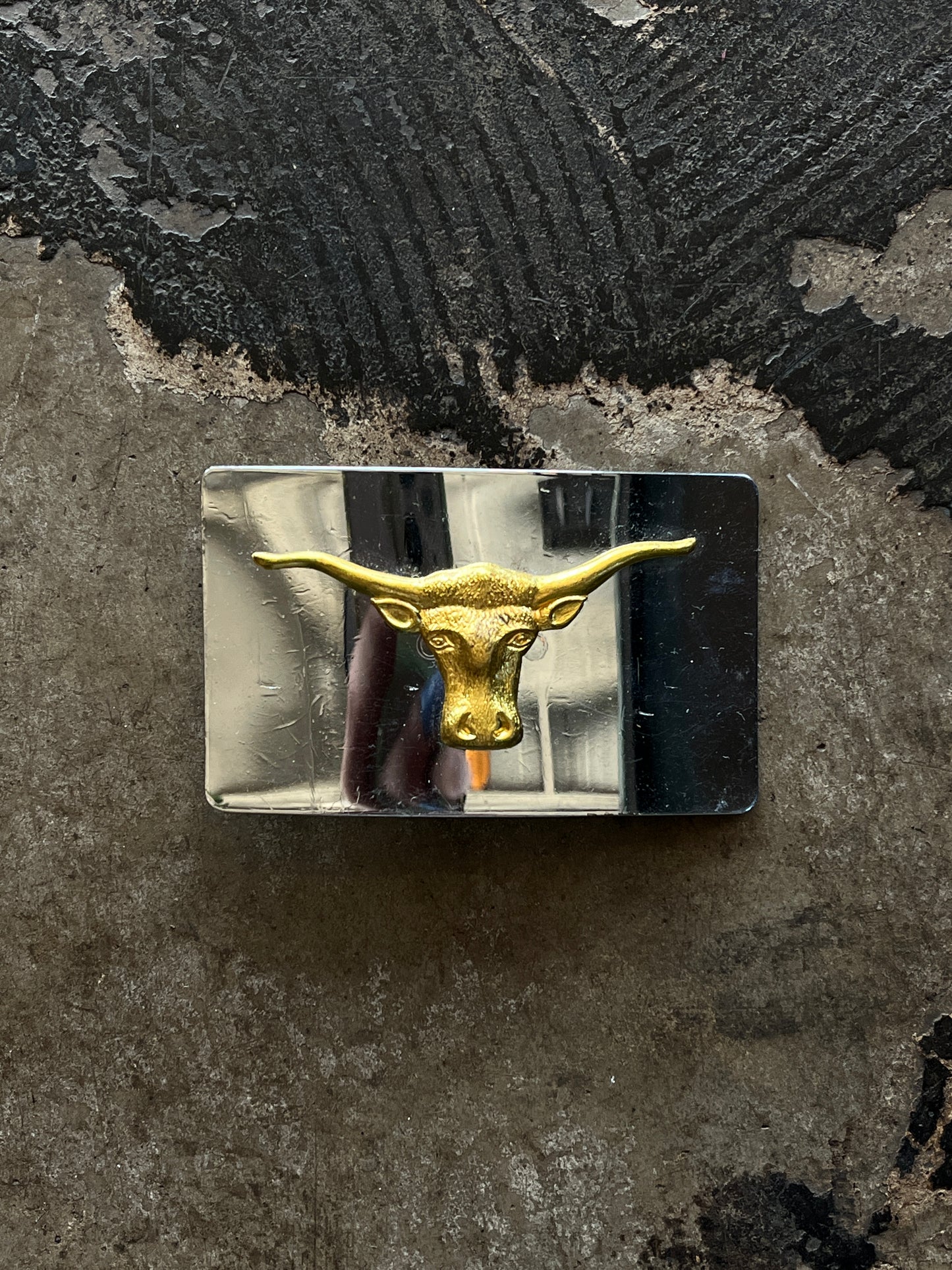 Brass + Silver Longhorn Belt Buckle