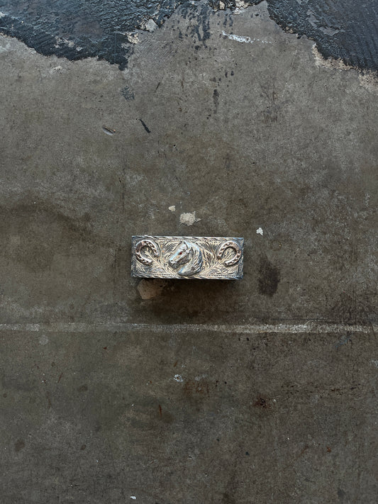 Sterling Silver Etched Horse Belt Buckle