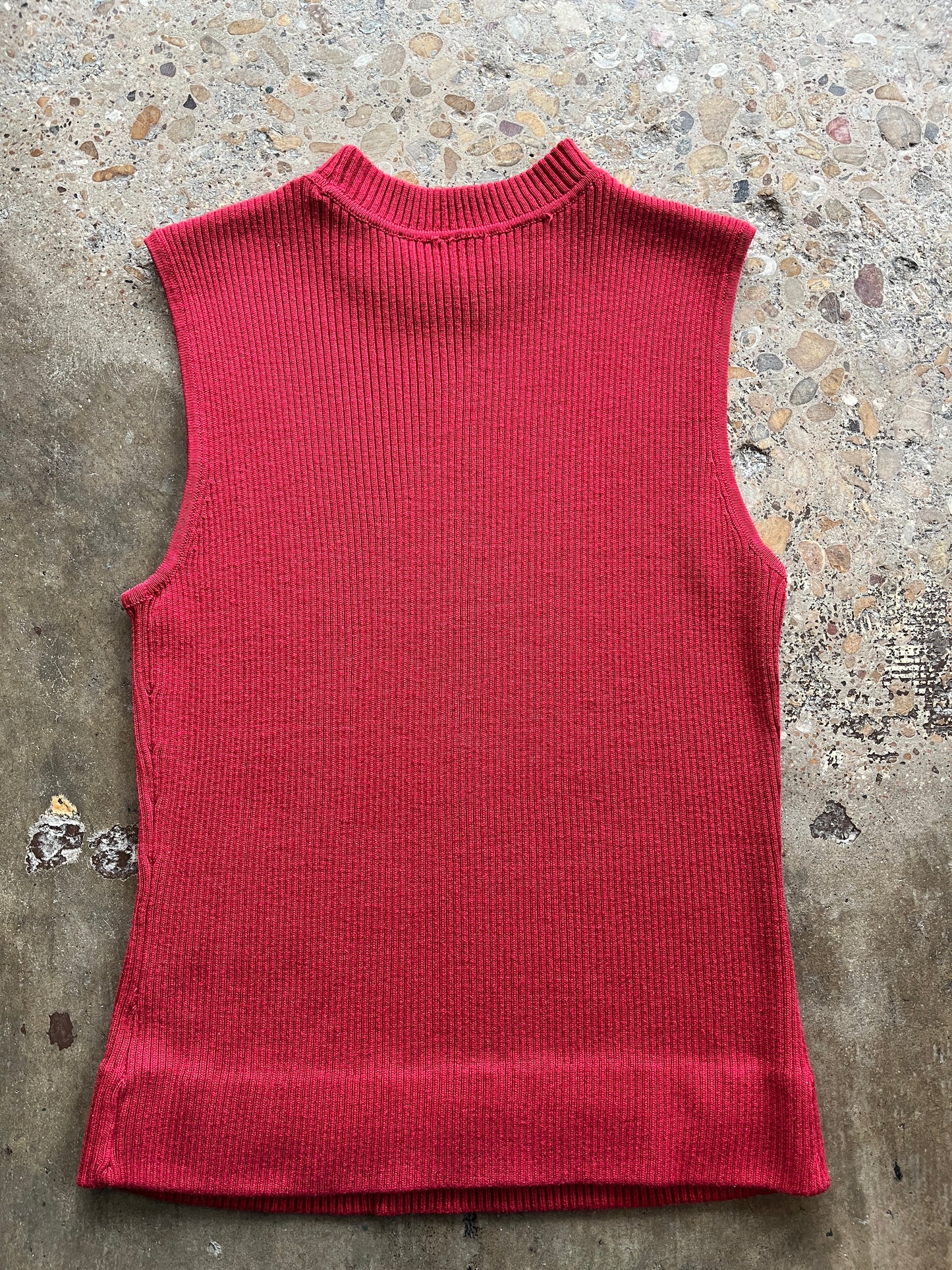 Red Mock Neck Knit Tank