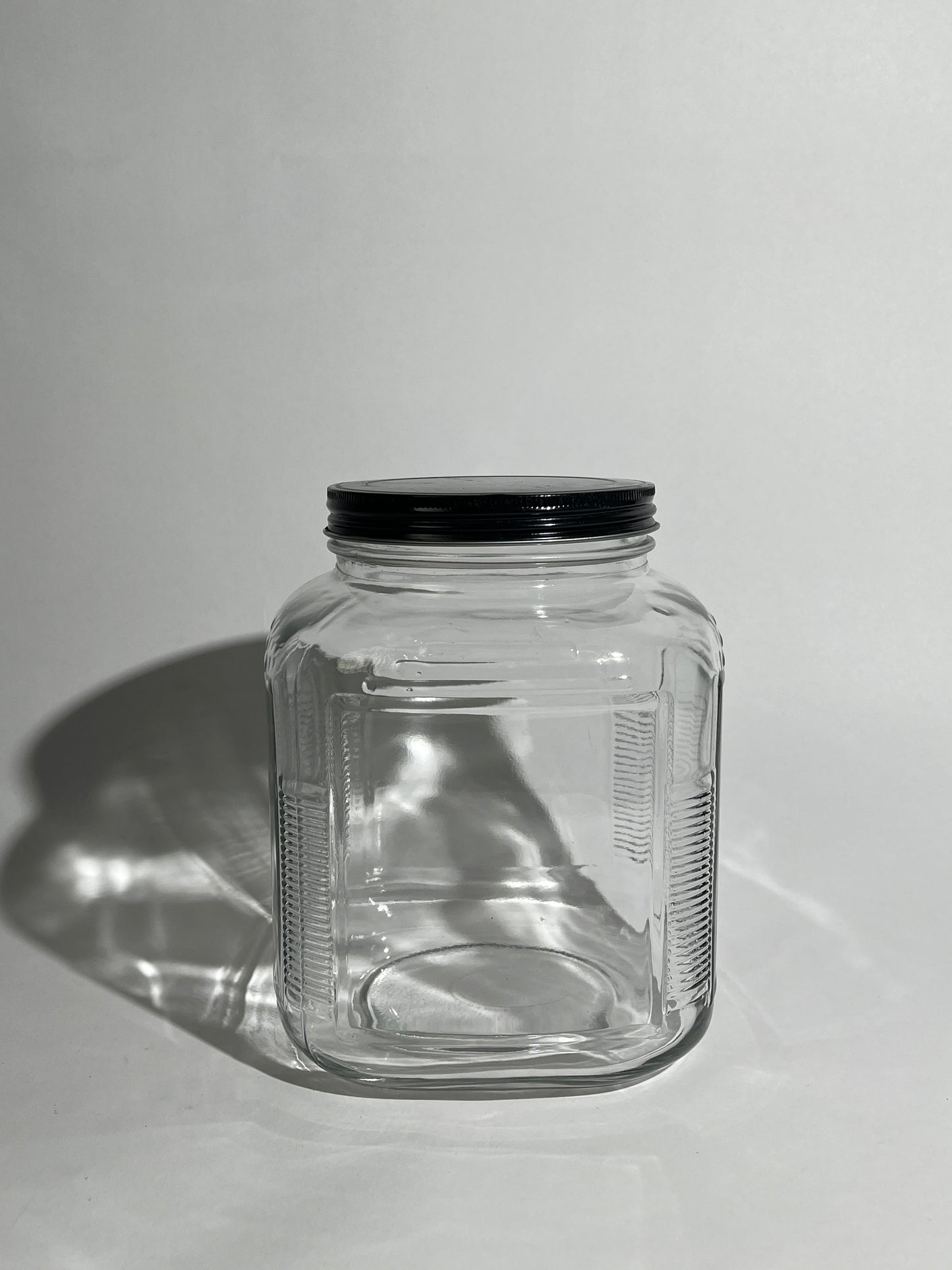 Large Black Top Glass Jar