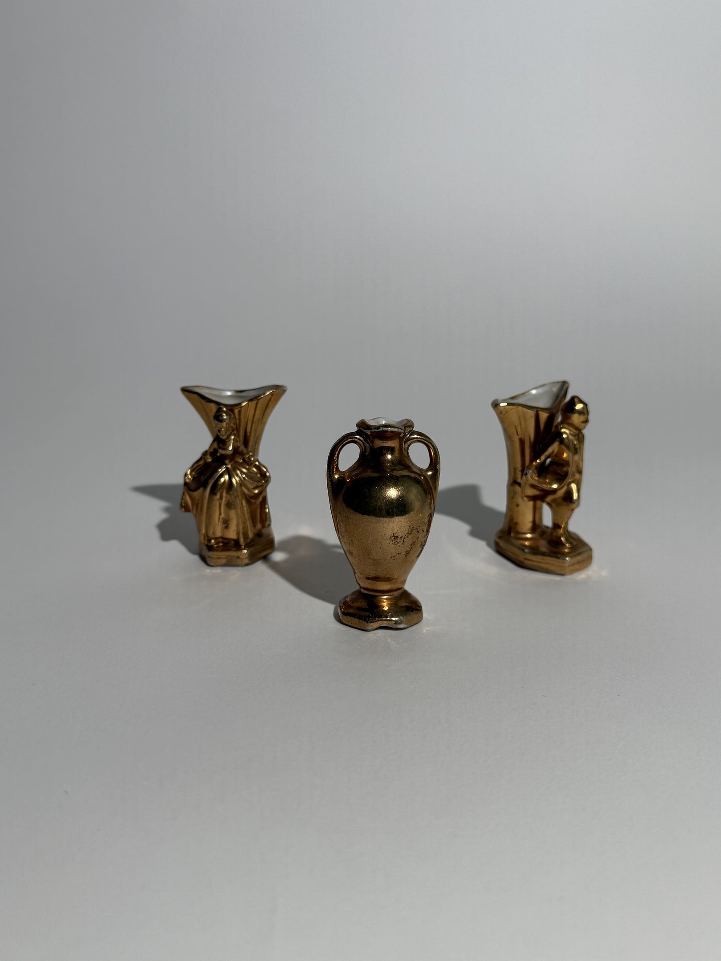 Set of 3 Ceramic Gold Mini Vases