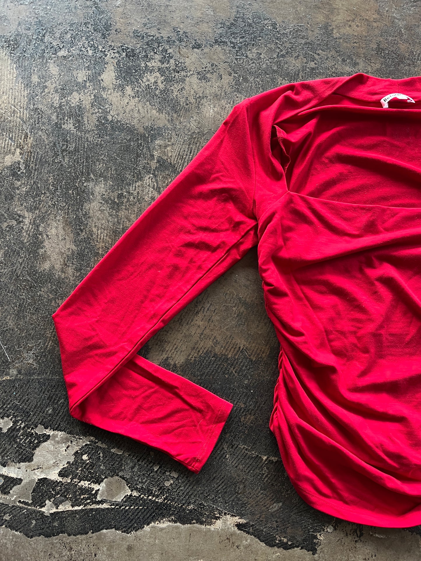 Red Reformation Squareneck Long Sleeve Top