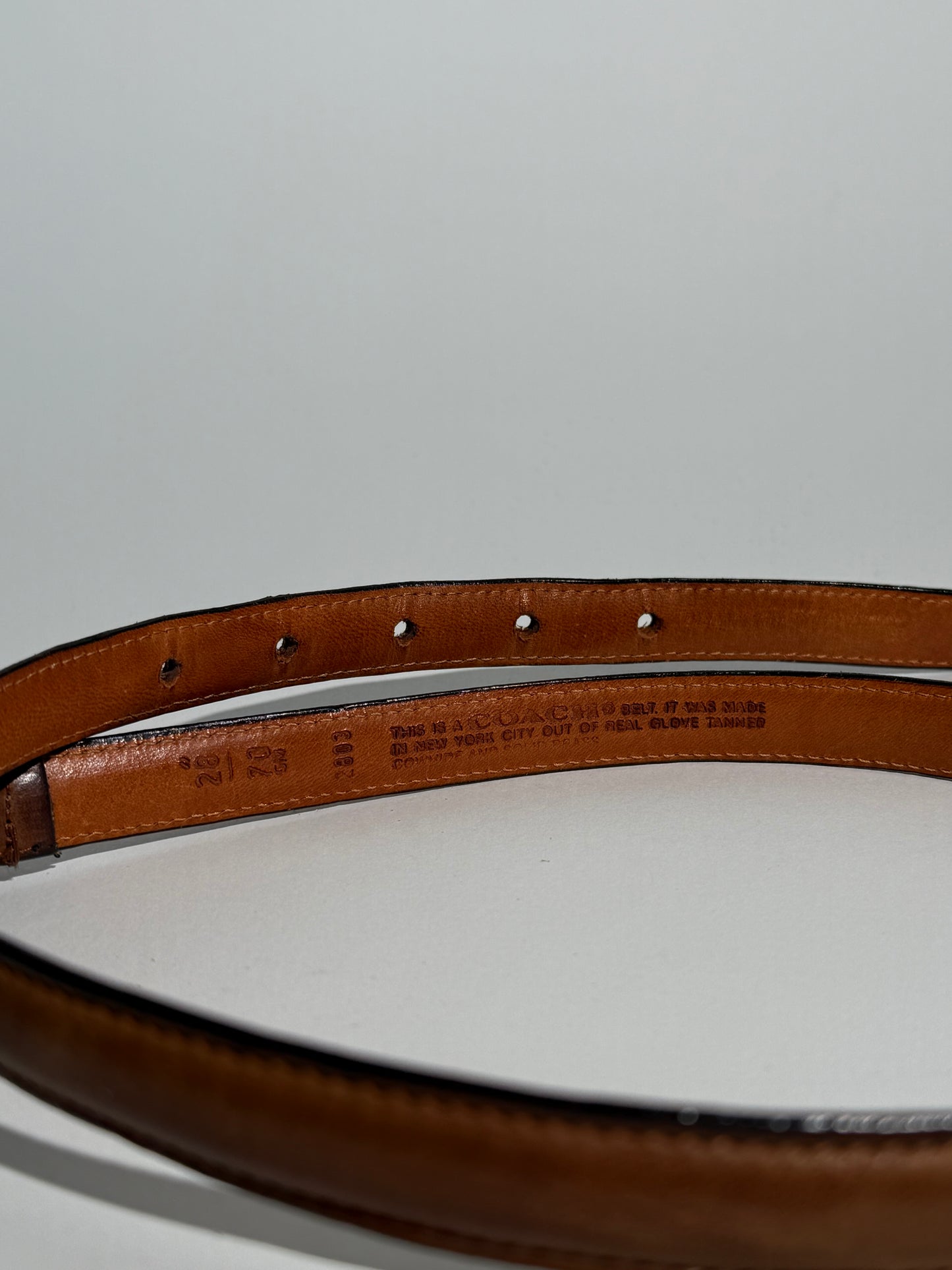 Thin Brown Coach Leather Belt
