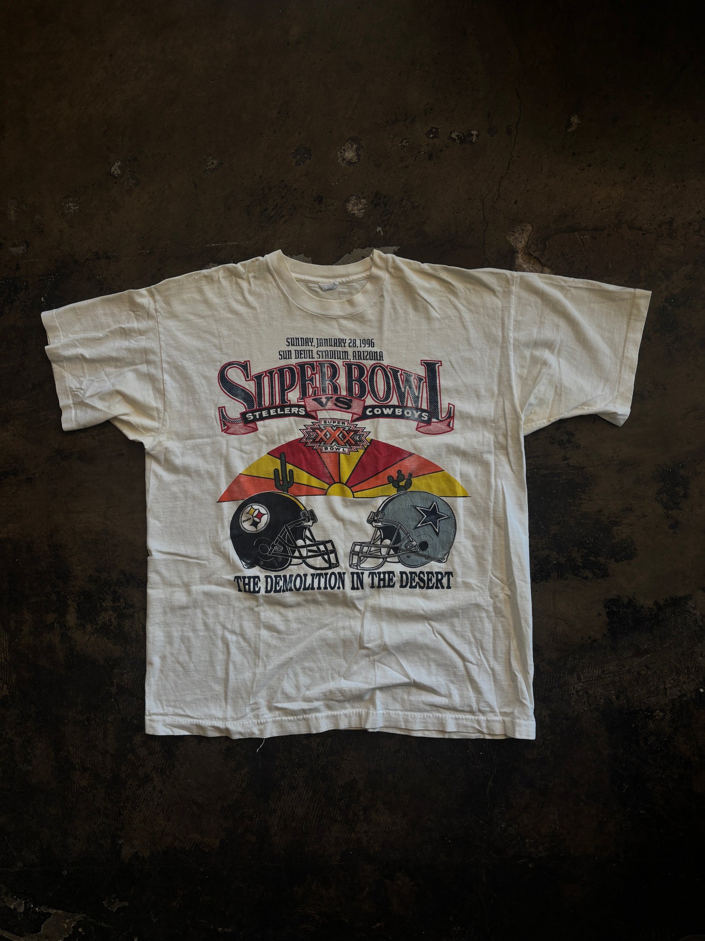 White Superbowl 1996 Cowboys/Steelers Tee