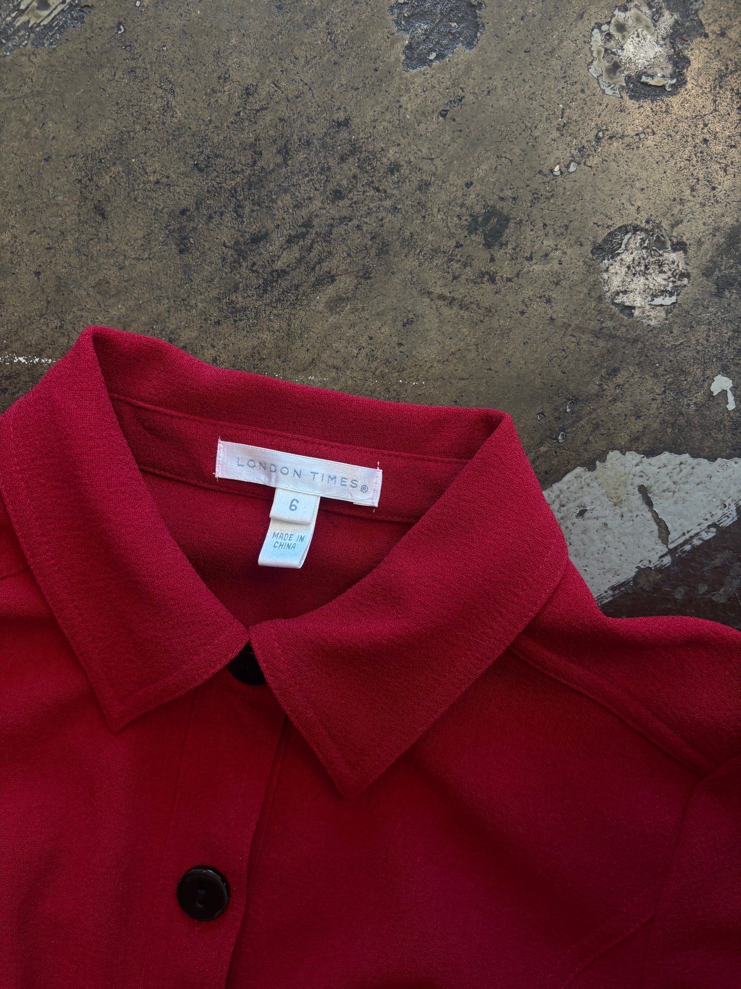 London Times Button Red Shift Dress