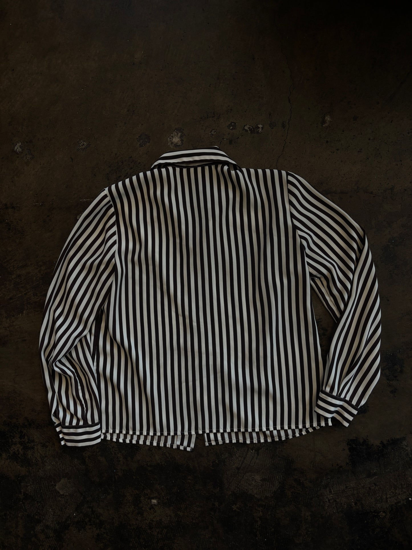 Brown Striped Button Up Blouse