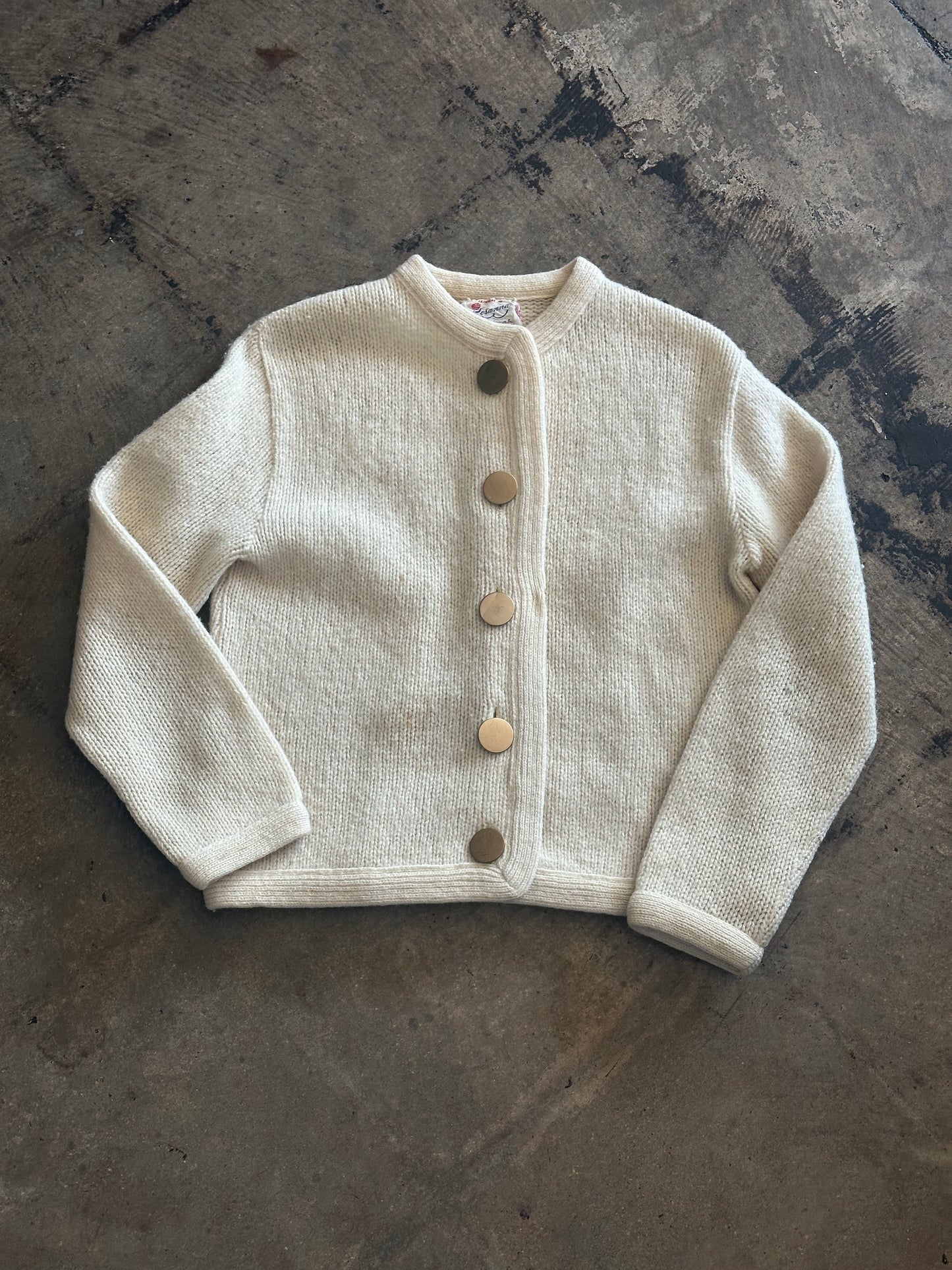 Large Button Cream Wool Sweater