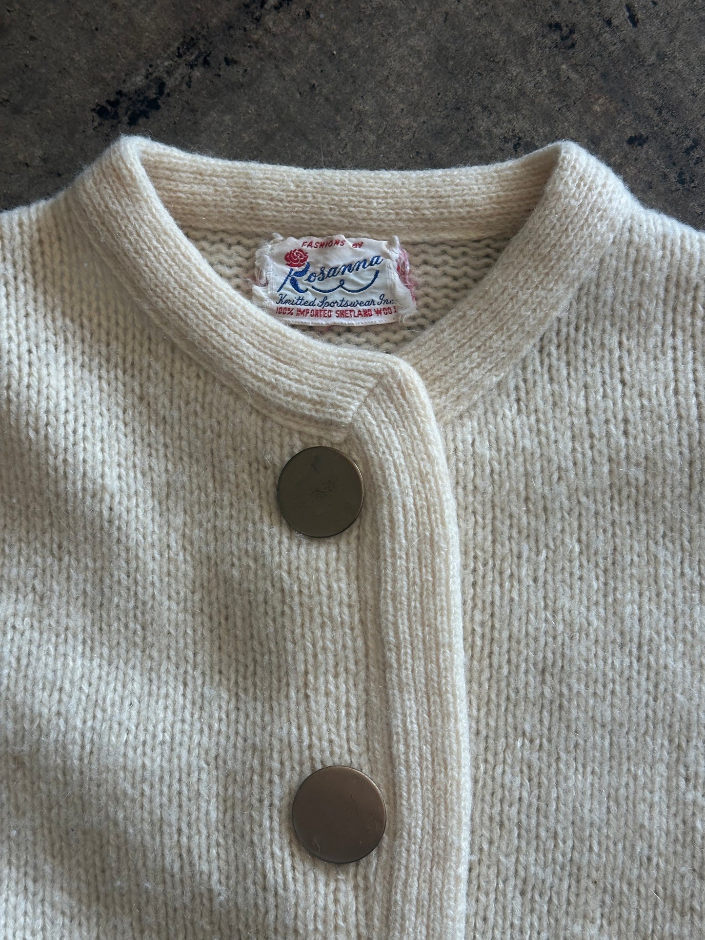 Large Button Cream Wool Sweater