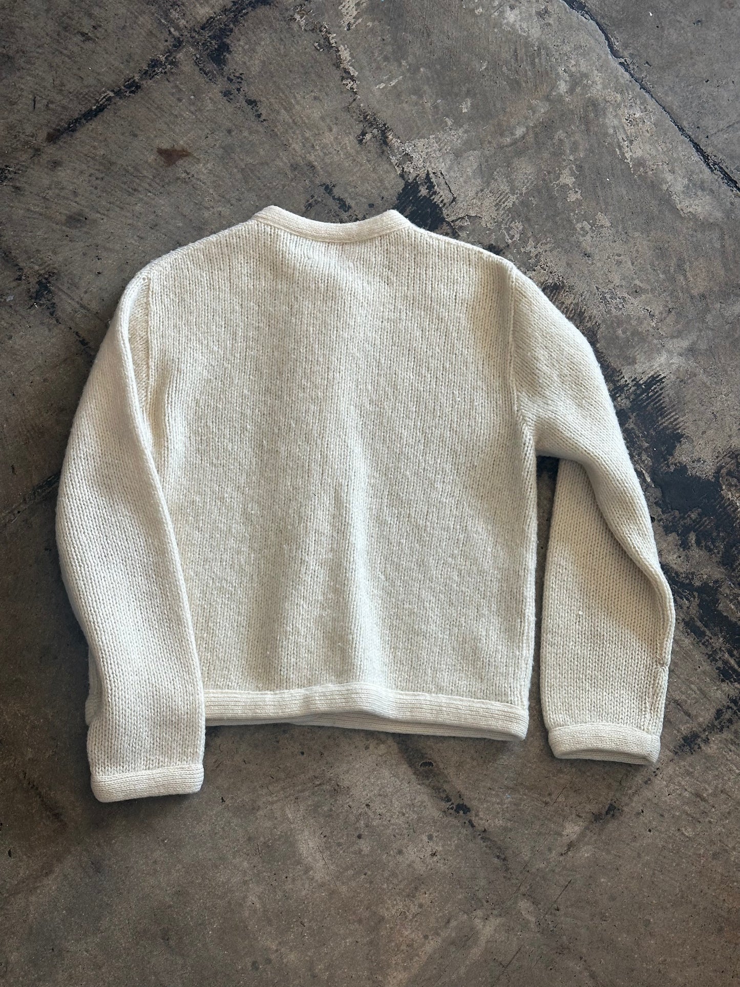 Large Button Cream Wool Sweater