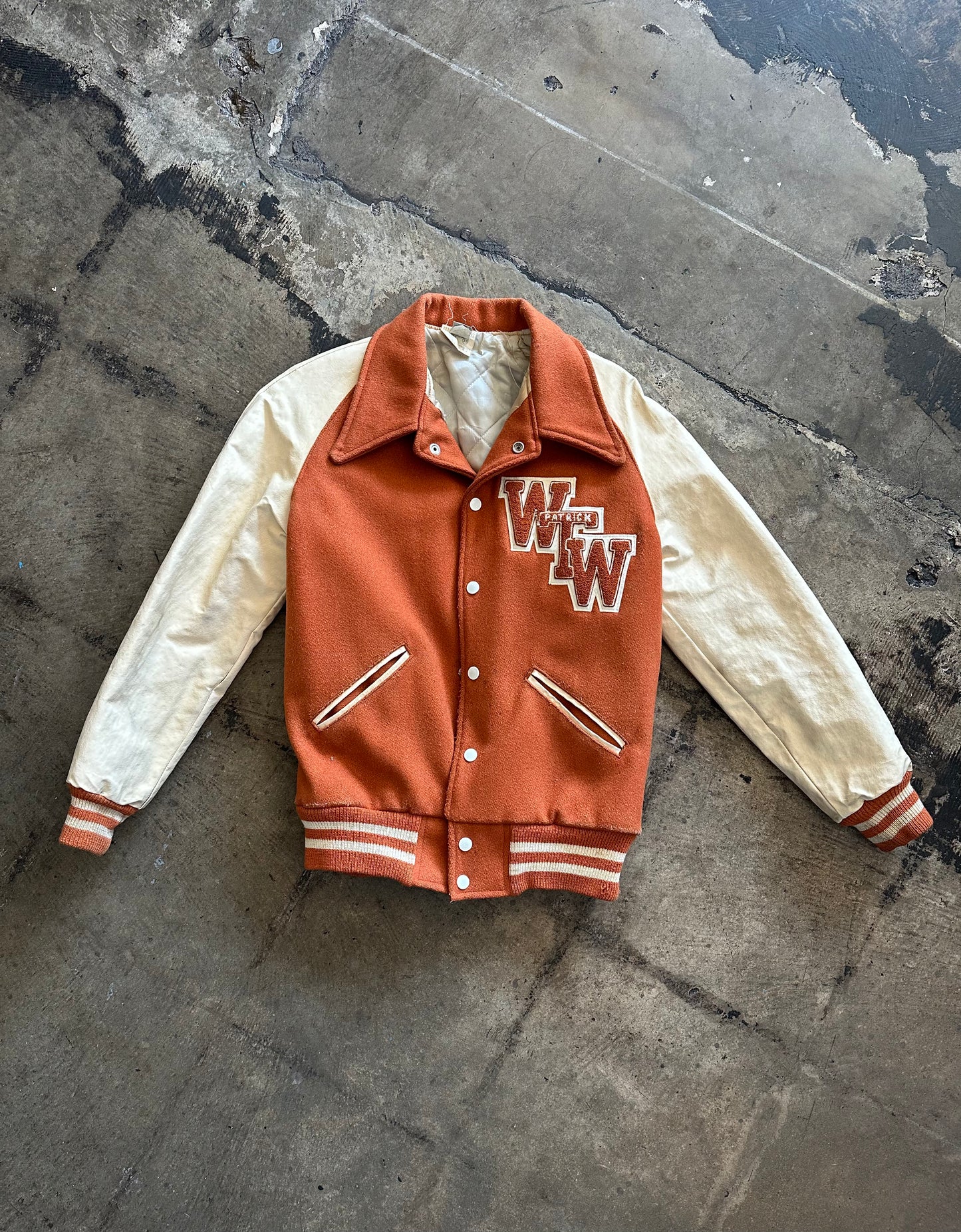 Orange + Cream WTW Letterman Jacket