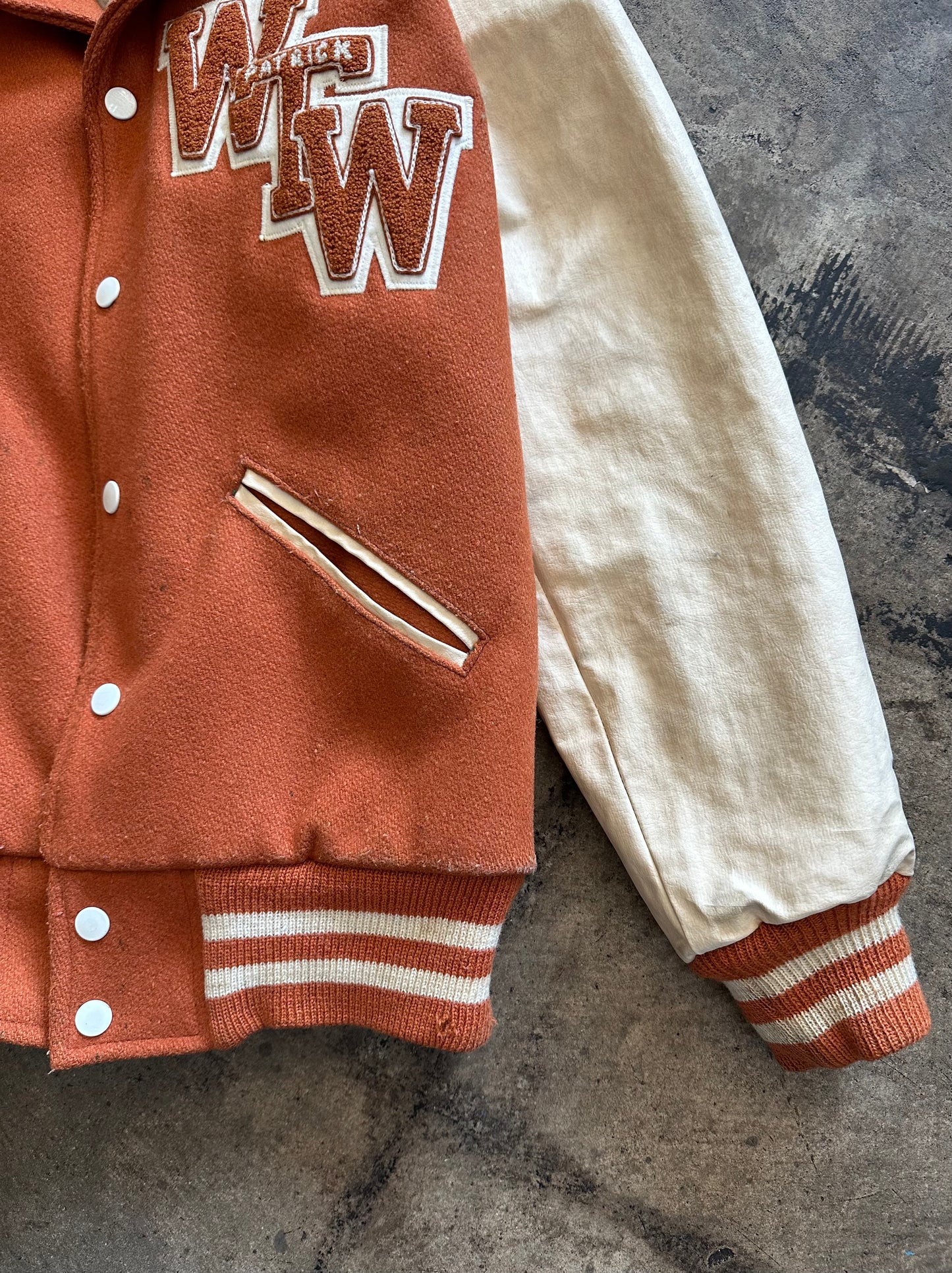 Orange + Cream WTW Letterman Jacket