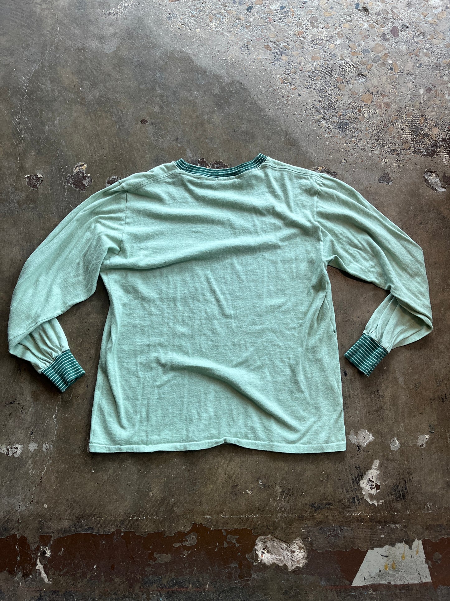 Sage Long Sleeve Ringer Tee with Pocket