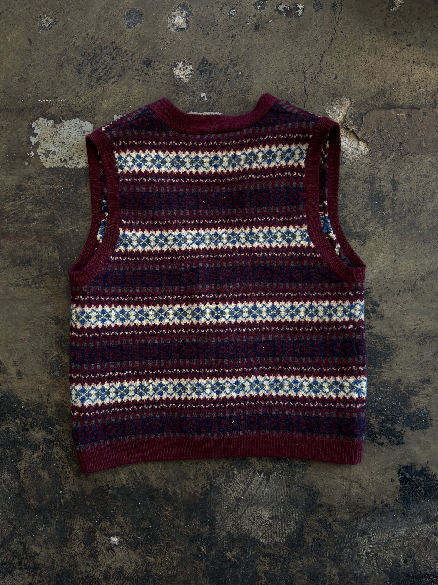 Maroon Talbots Fair Isle Sweater Vest