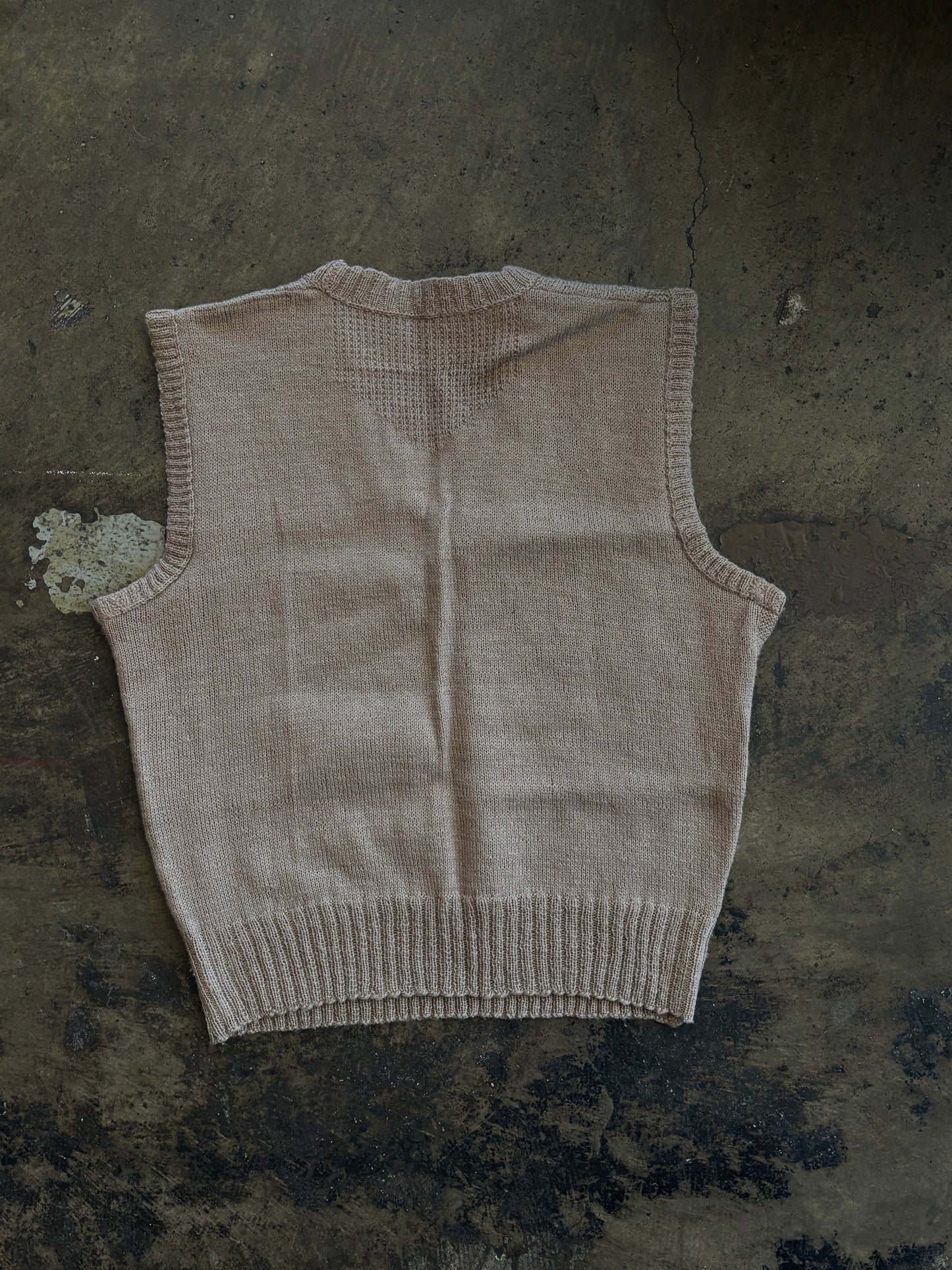 Tan Knit V Neck Sweater Vest