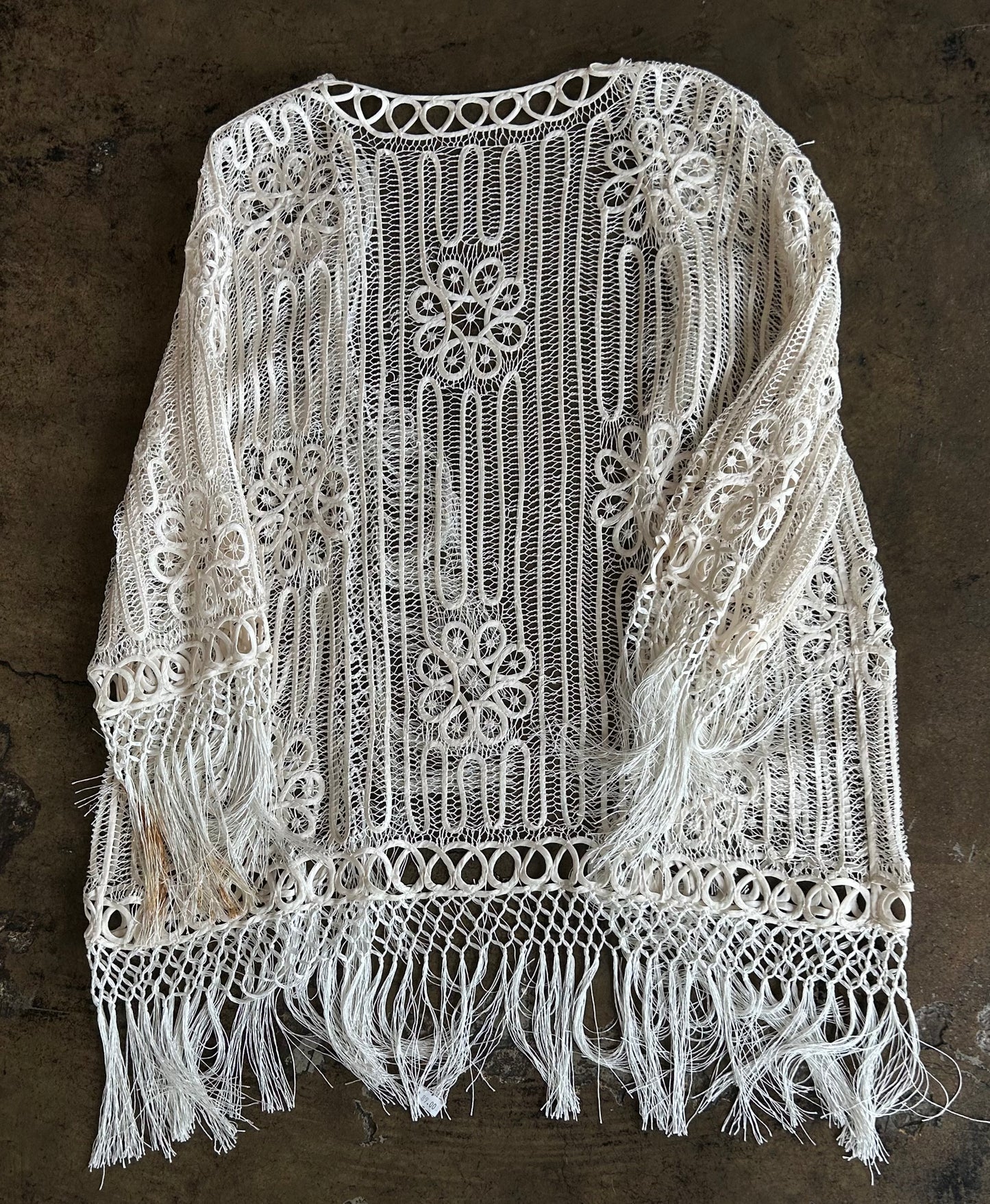 White Fringe Knit 2 Piece Blouse