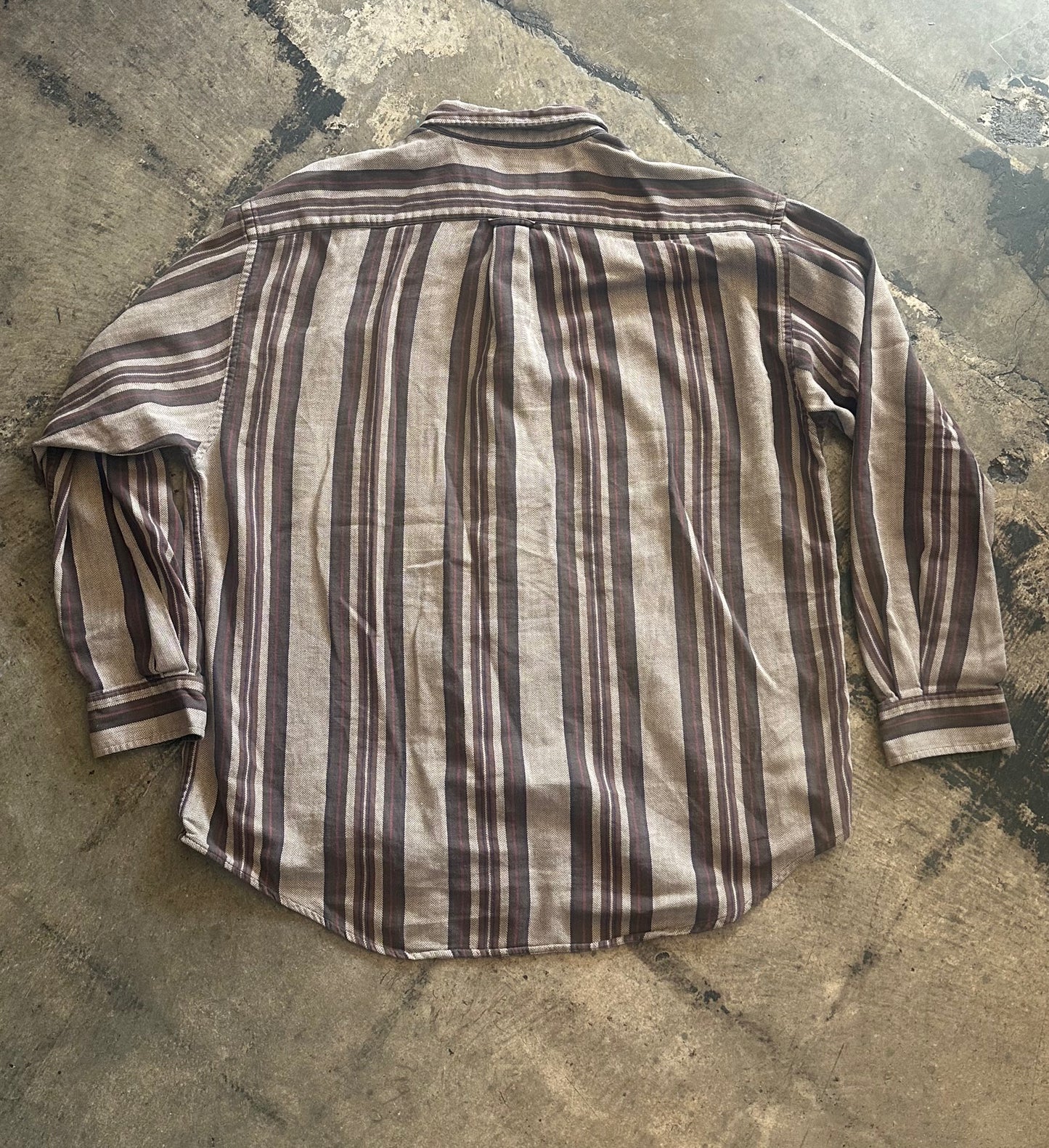 Woods + Gray Brown Striped Button Up