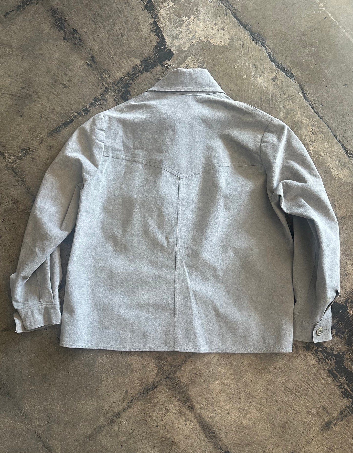 Gray Suede Button Up Shirt Jacket