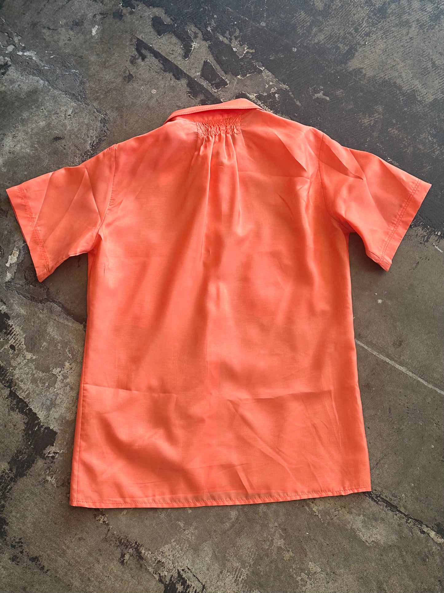 Orange Howard Wolf Button Up Short Sleeve Blouse